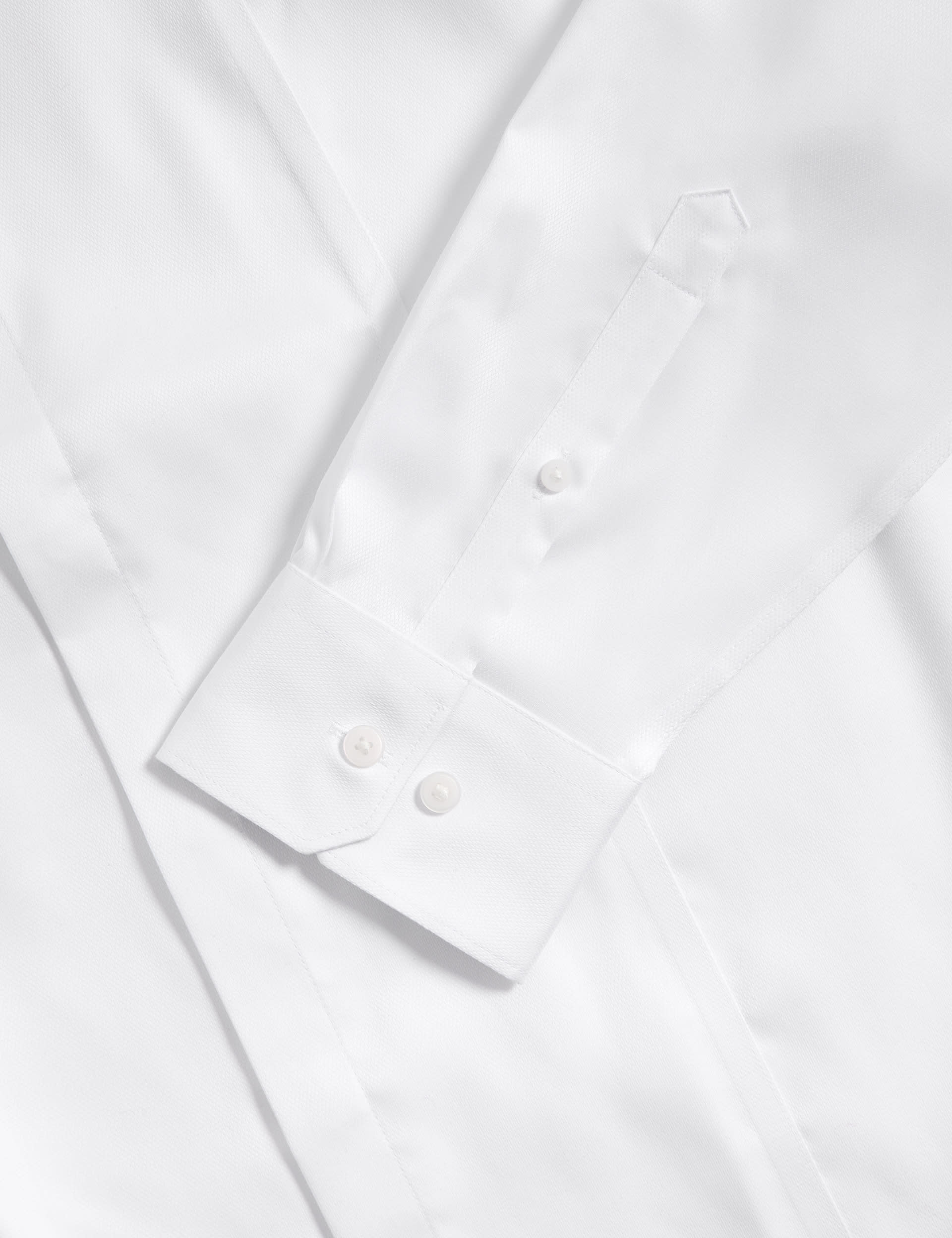 M&S Collection Men's Regular Fit Easy Iron Cotton Dress Shirt with Bow Tie - 17.5 - White, White