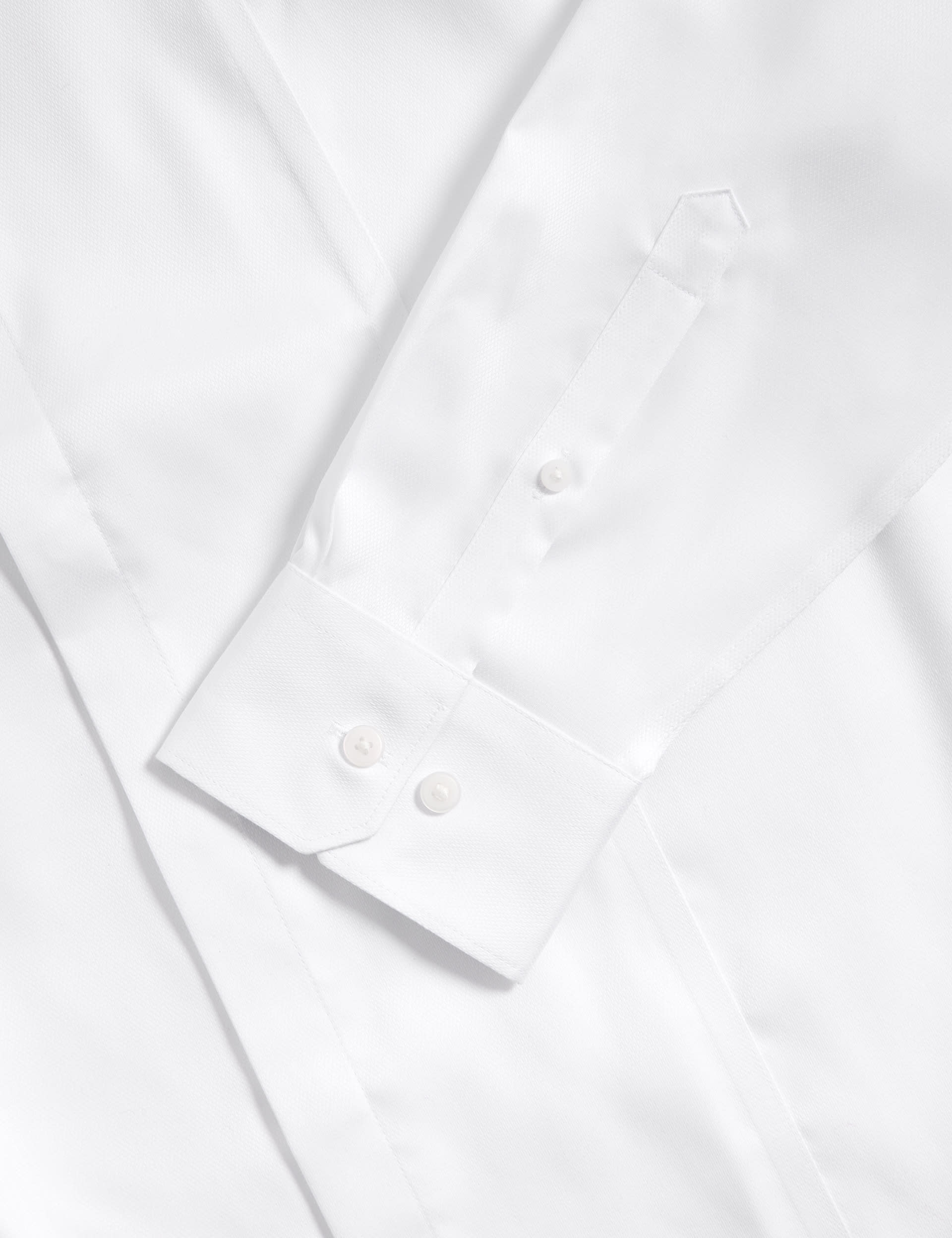 M&S Collection Men's Slim Fit Cotton Dress Shirt with Bow Tie - 16.5 - White, White