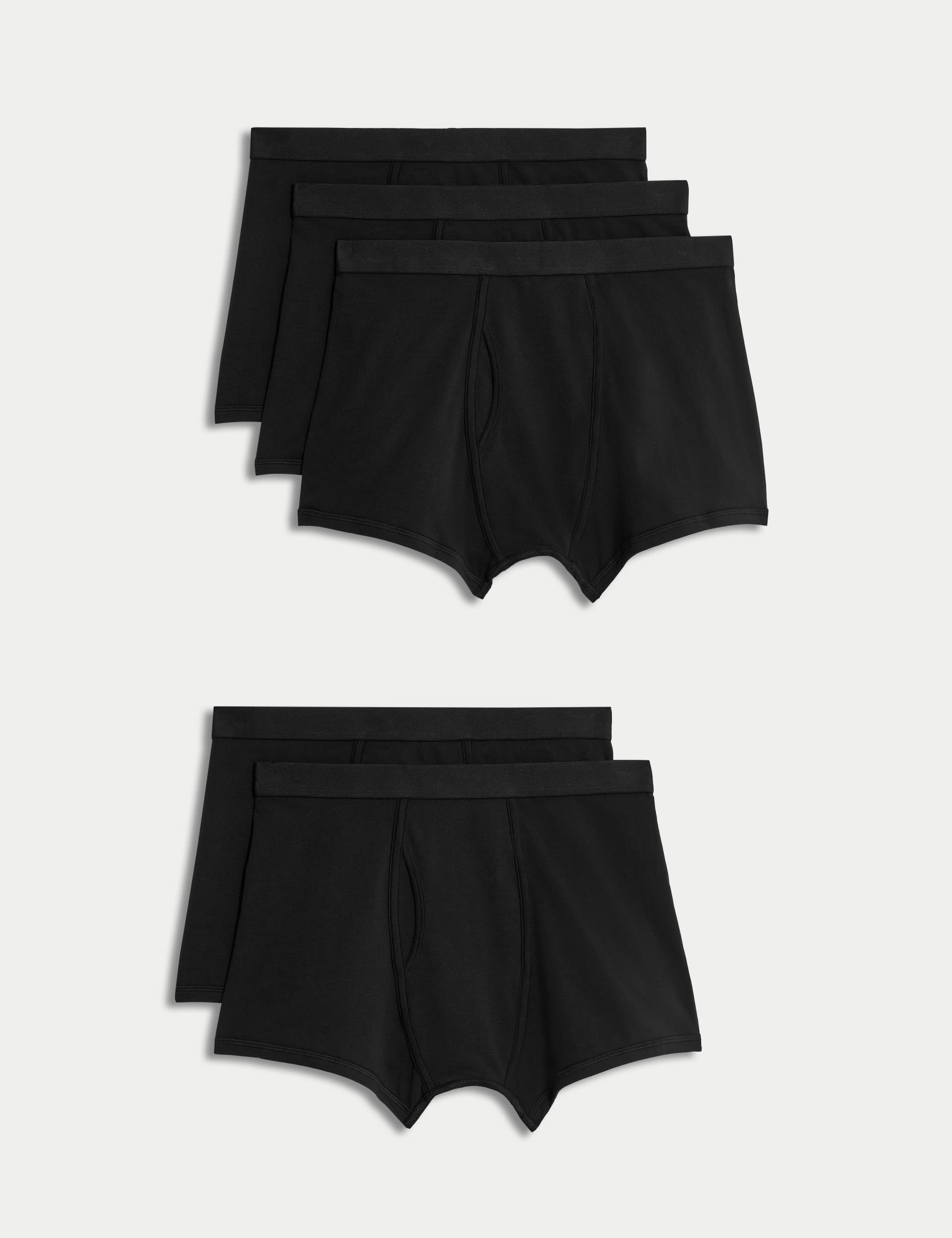 M&S Collection Men's 5pk Cotton Stretch Cool & Fresh Trunks - M - Black, White,Black