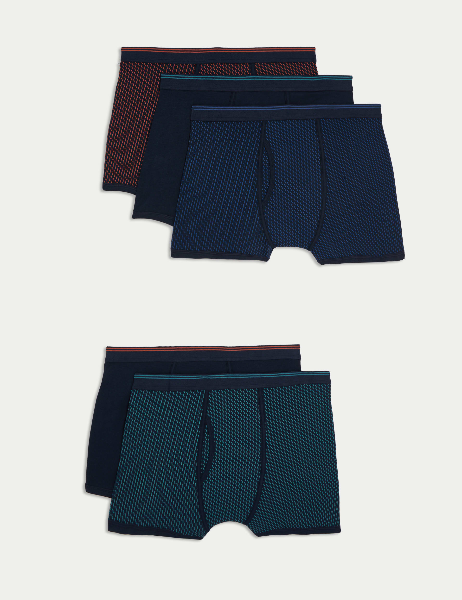 M&S Collection Men's 5pk Cotton Stretch Cool & Fresh™ Trunks - M - Navy Mix, Navy Mix