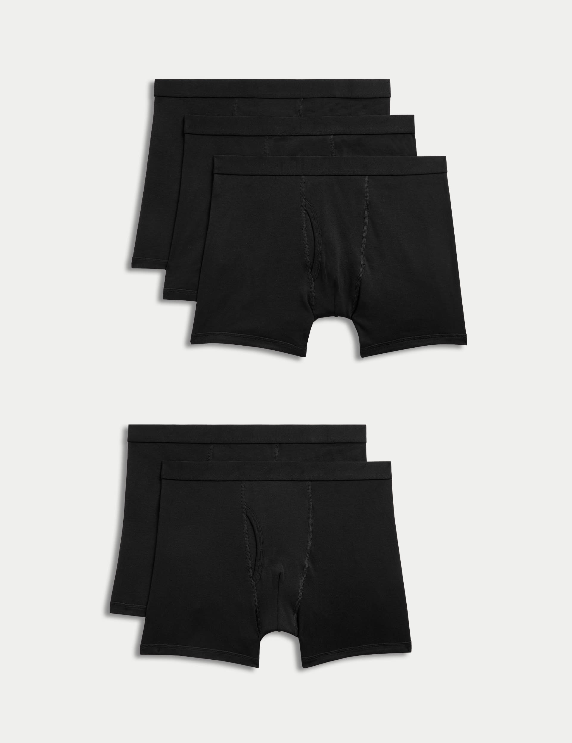 M&S Collection Men's 5pk Pure Cotton Cool & Fresh™ Trunks - M - Black, Black,White,Blue Mix