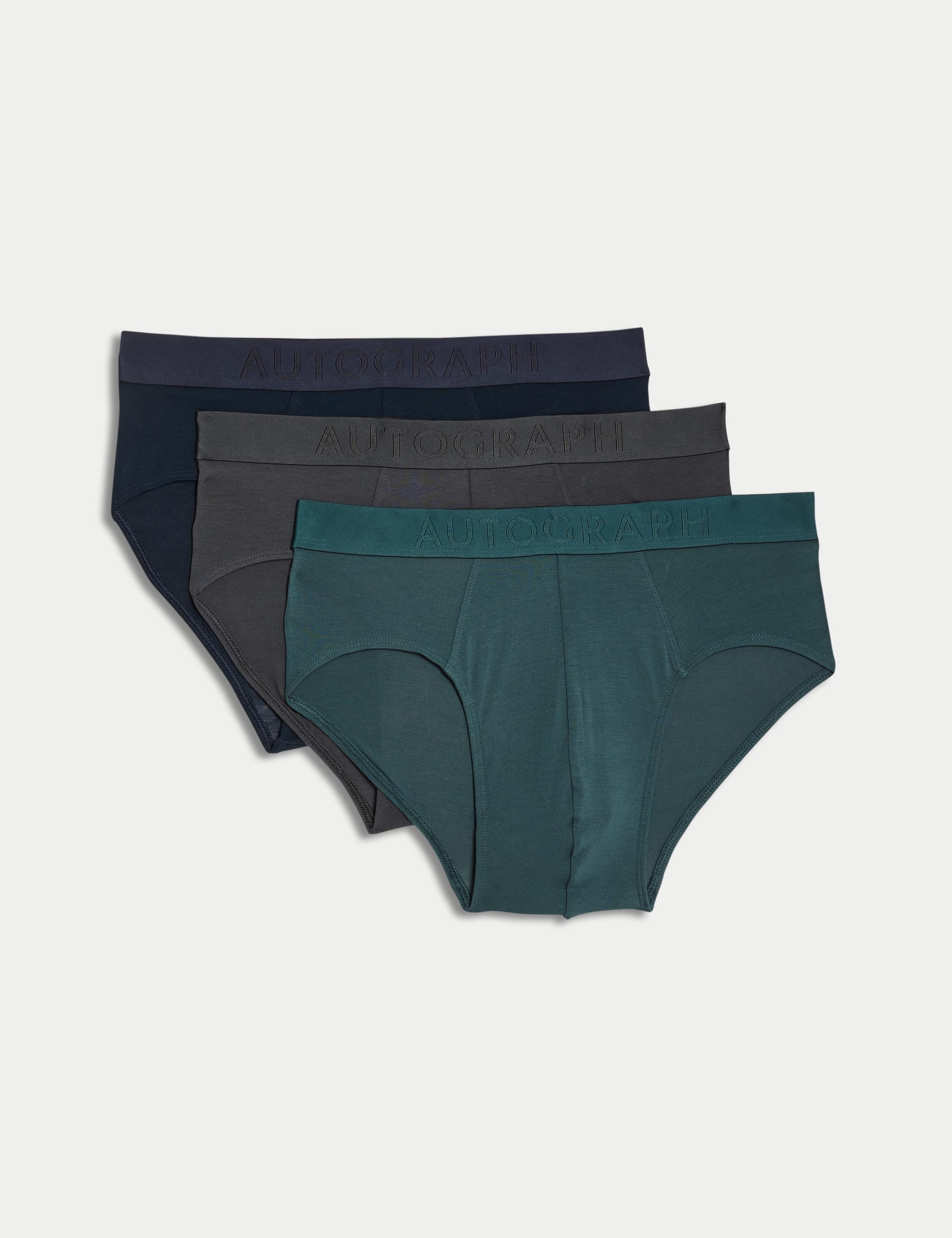 Autograph Men's 3pk Supima Cotton Modal Supersoft Briefs - Navy Mix, Navy Mix,Burgundy Mix