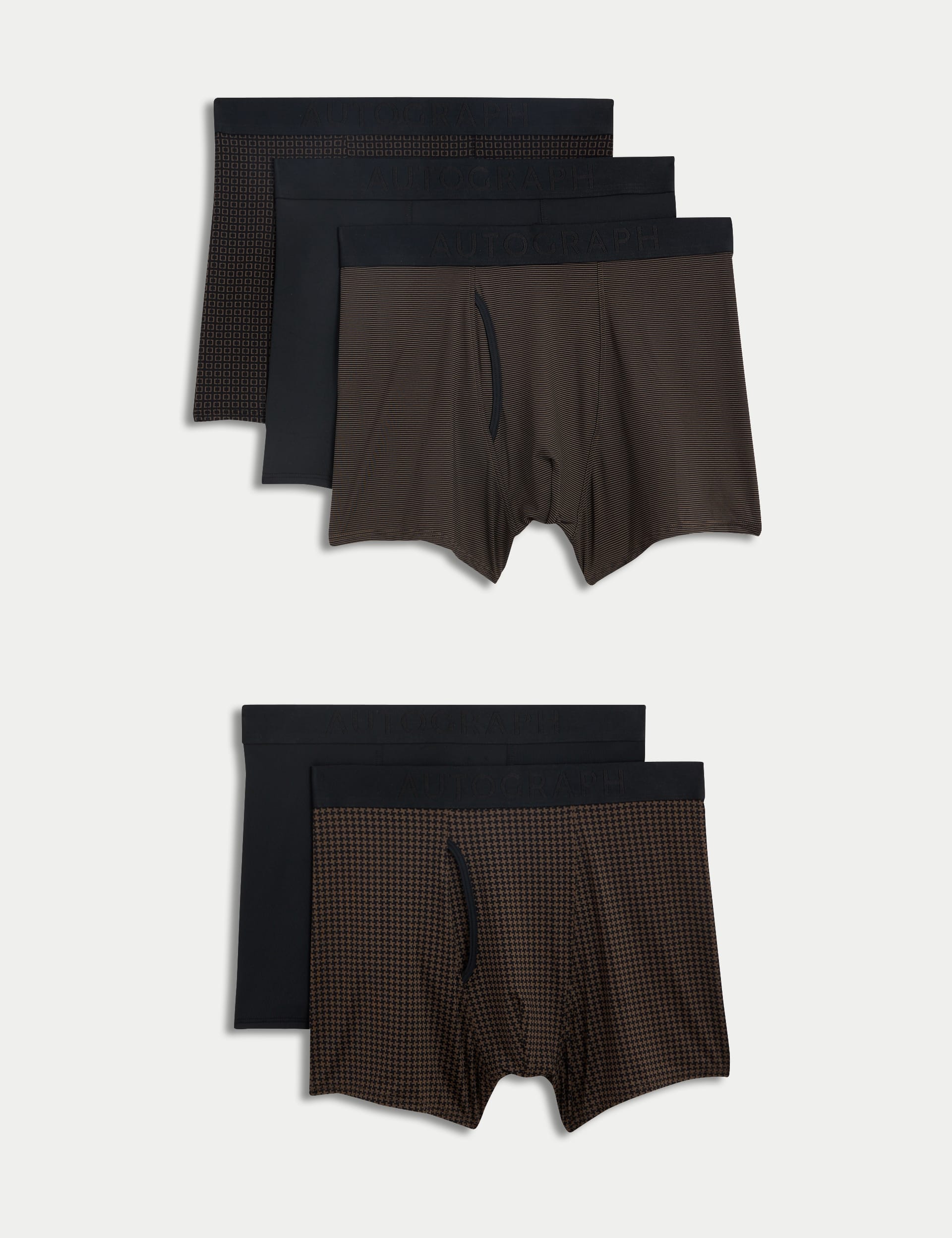 Autograph Men's 5pk Microskin Monochrome Geometric Trunks - Black Mix, Black Mix