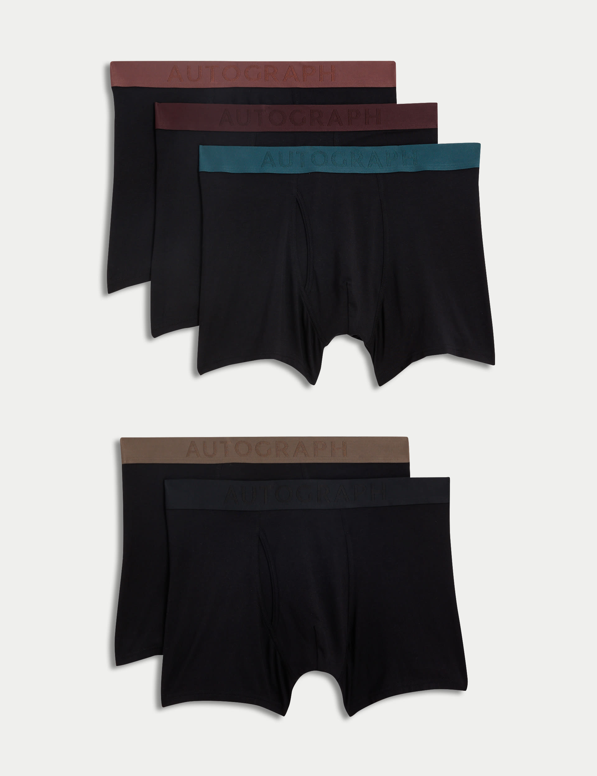 Autograph Men's 5pk Supima Cotton Modal Supersoft Trunks - XXL - Black Mix, Black Mix