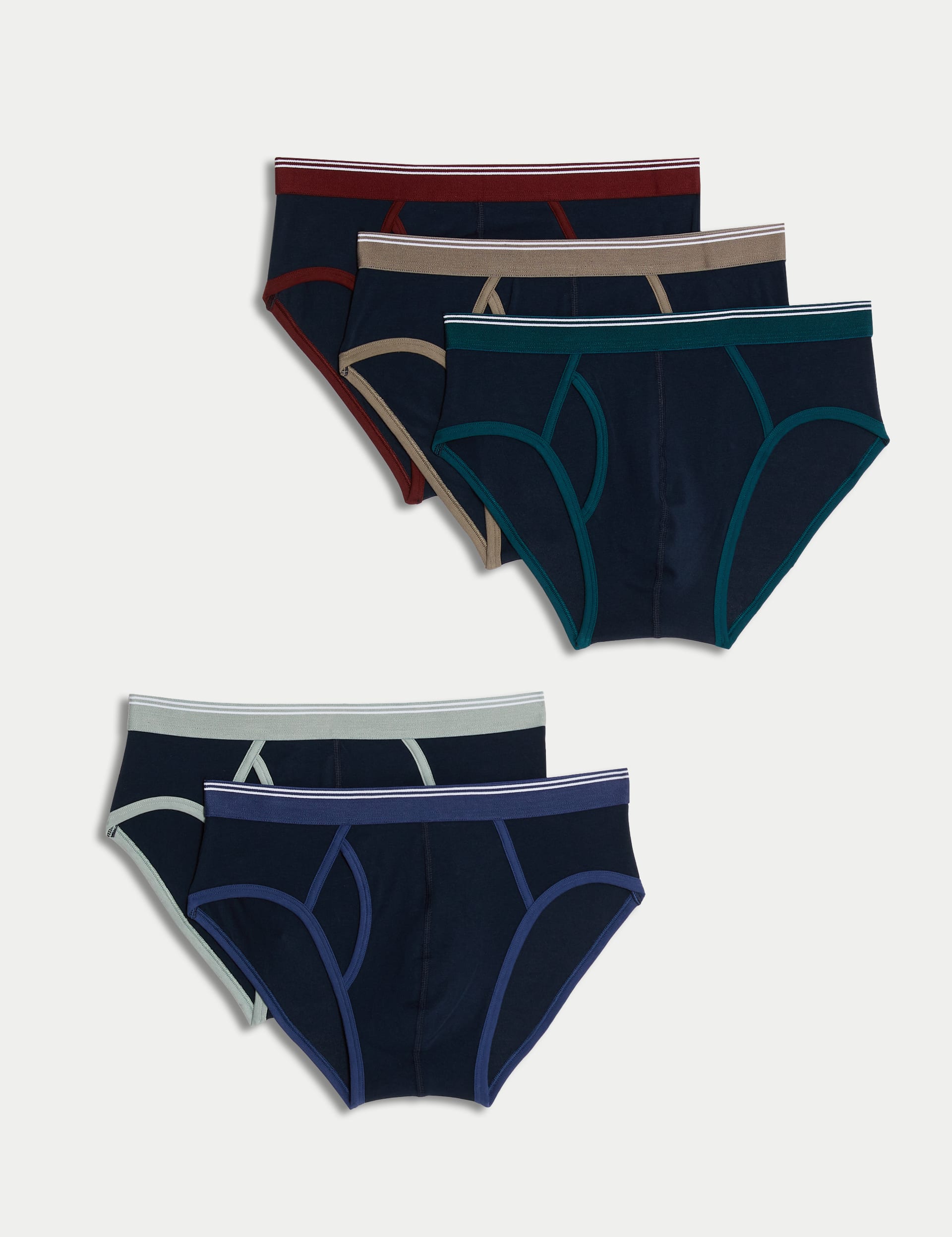 M&S Collection Men's 5pk Cool & Fresh Stretch Briefs - Navy Mix, Navy Mix