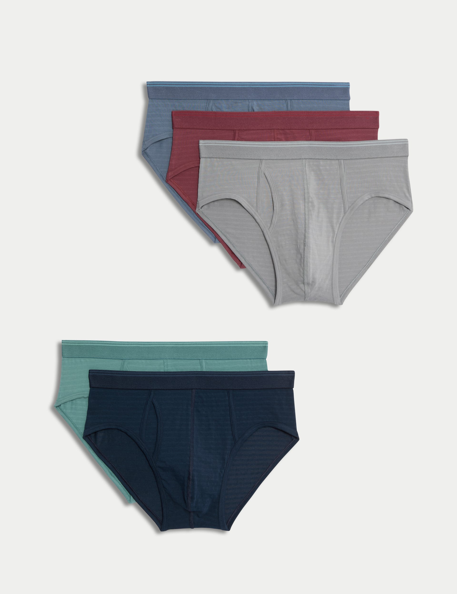 M&S Collection Men's 5pk Cool & Fresh™ Textured Stripe Briefs - Multi, Multi