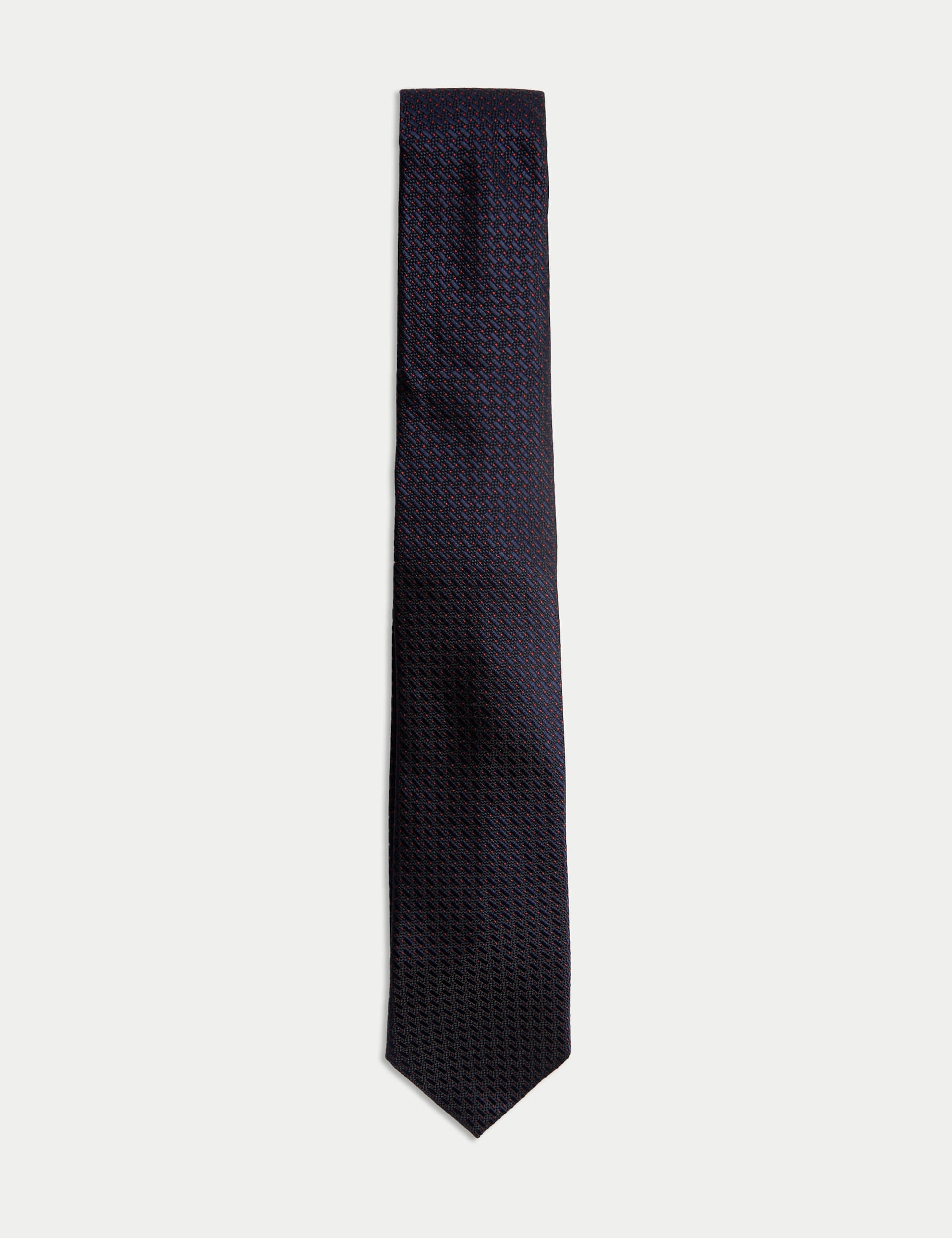 Autograph Men's Slim Textured Pure Silk Tie - one size - Silver, Navy Mix,Silver,Burgundy Mix