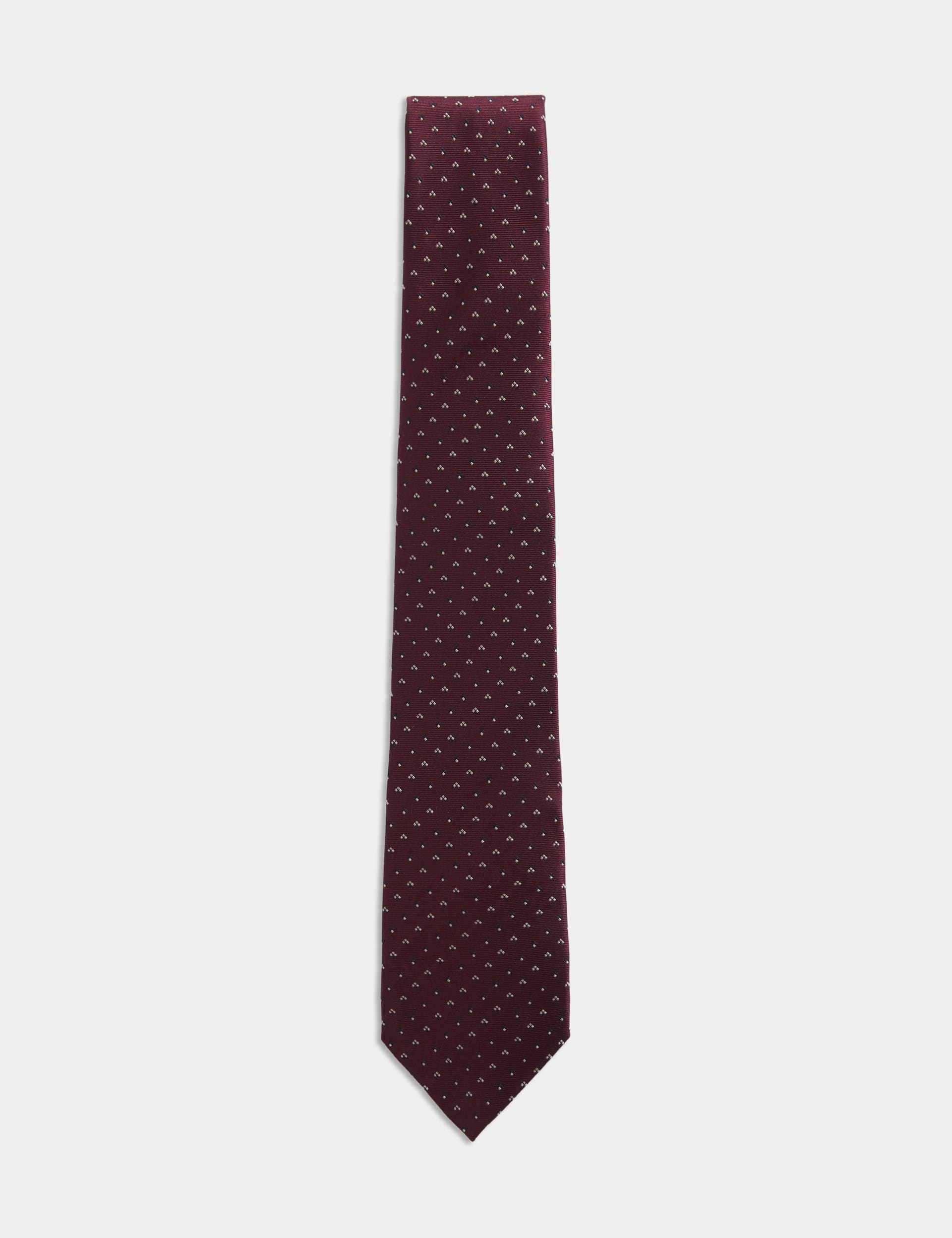 Autograph Men's Slim Geometric Pure Silk Tie - Burgundy, Navy,Burgundy