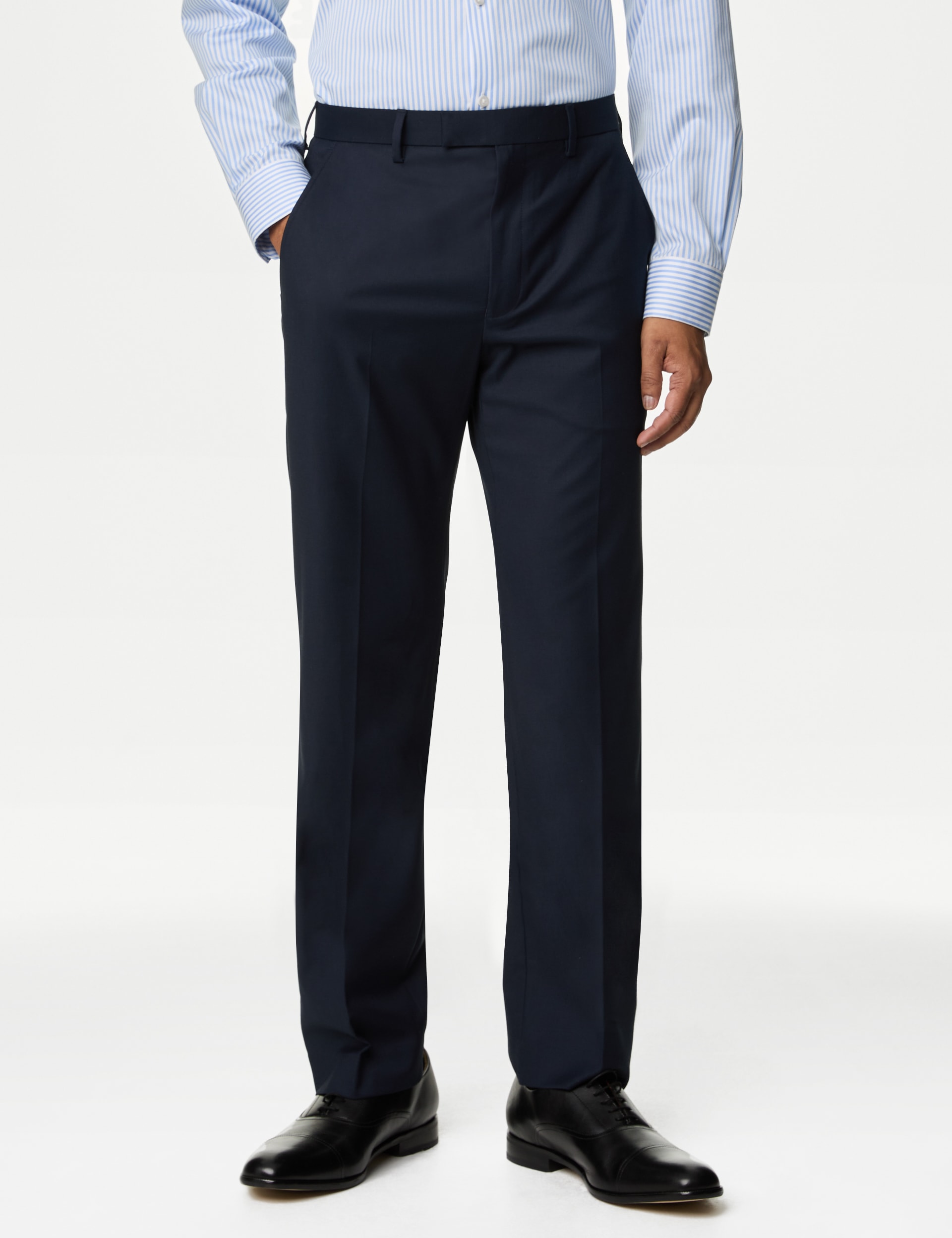 M&S Collection Men's Regular Fit Stretch Suit Trousers - 44REG - Navy, Charcoal,Black,Navy,Dark Indi