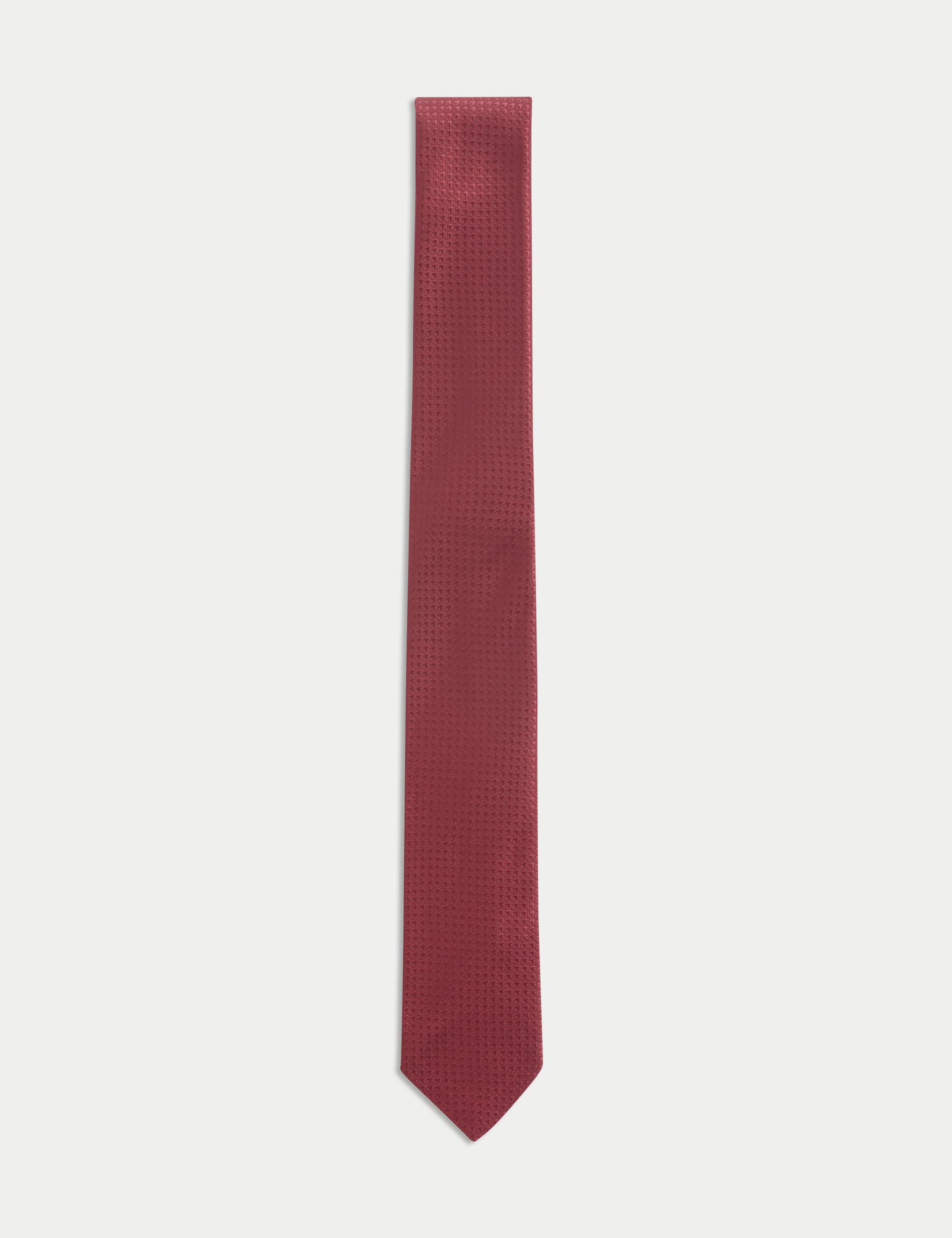 M&S Collection Men's Skinny Geometric Tie - one size - Burgundy, Burgundy,Black