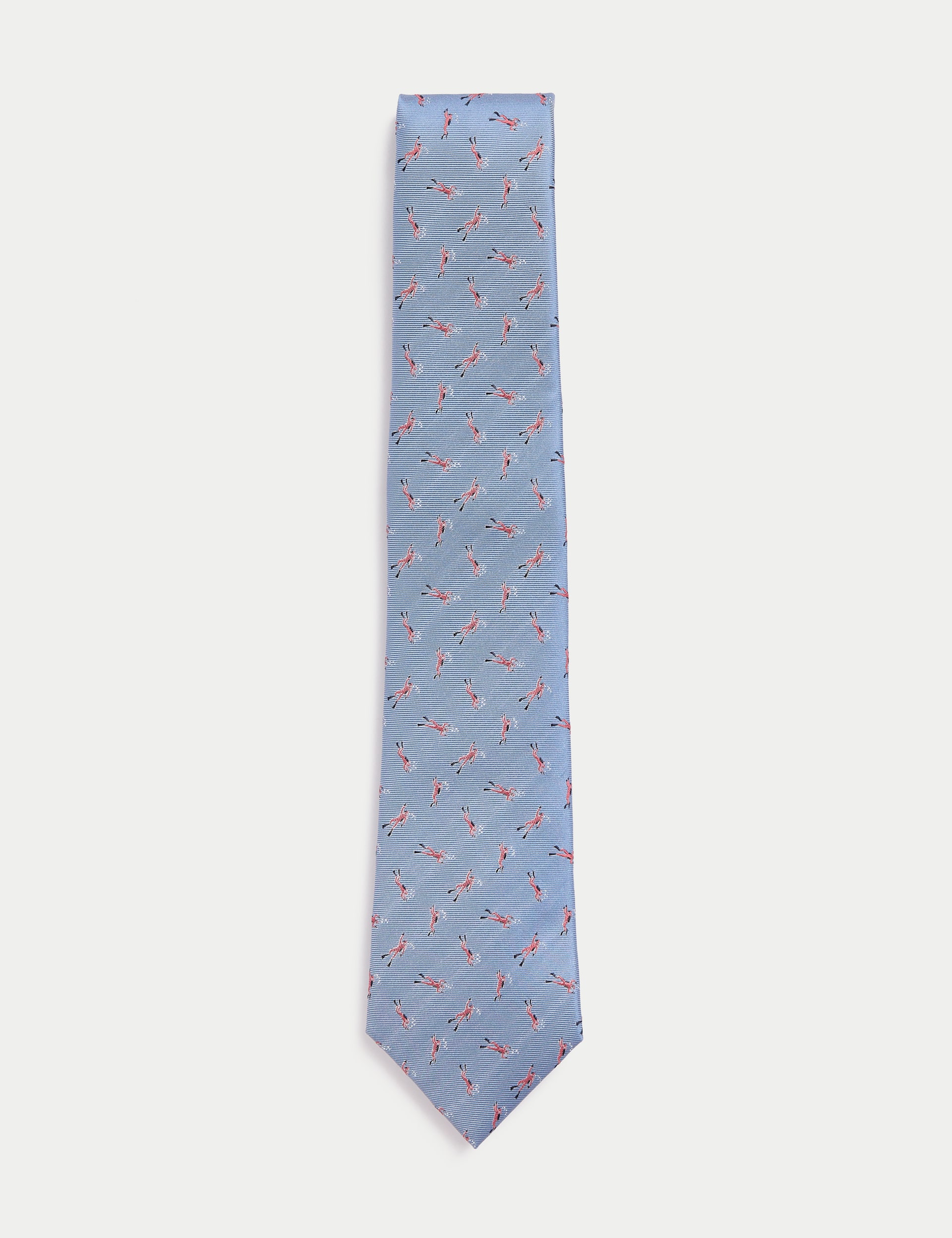 M&S Collection Men's Scuba Print Pure Silk Tie - Mid Blue, Mid Blue