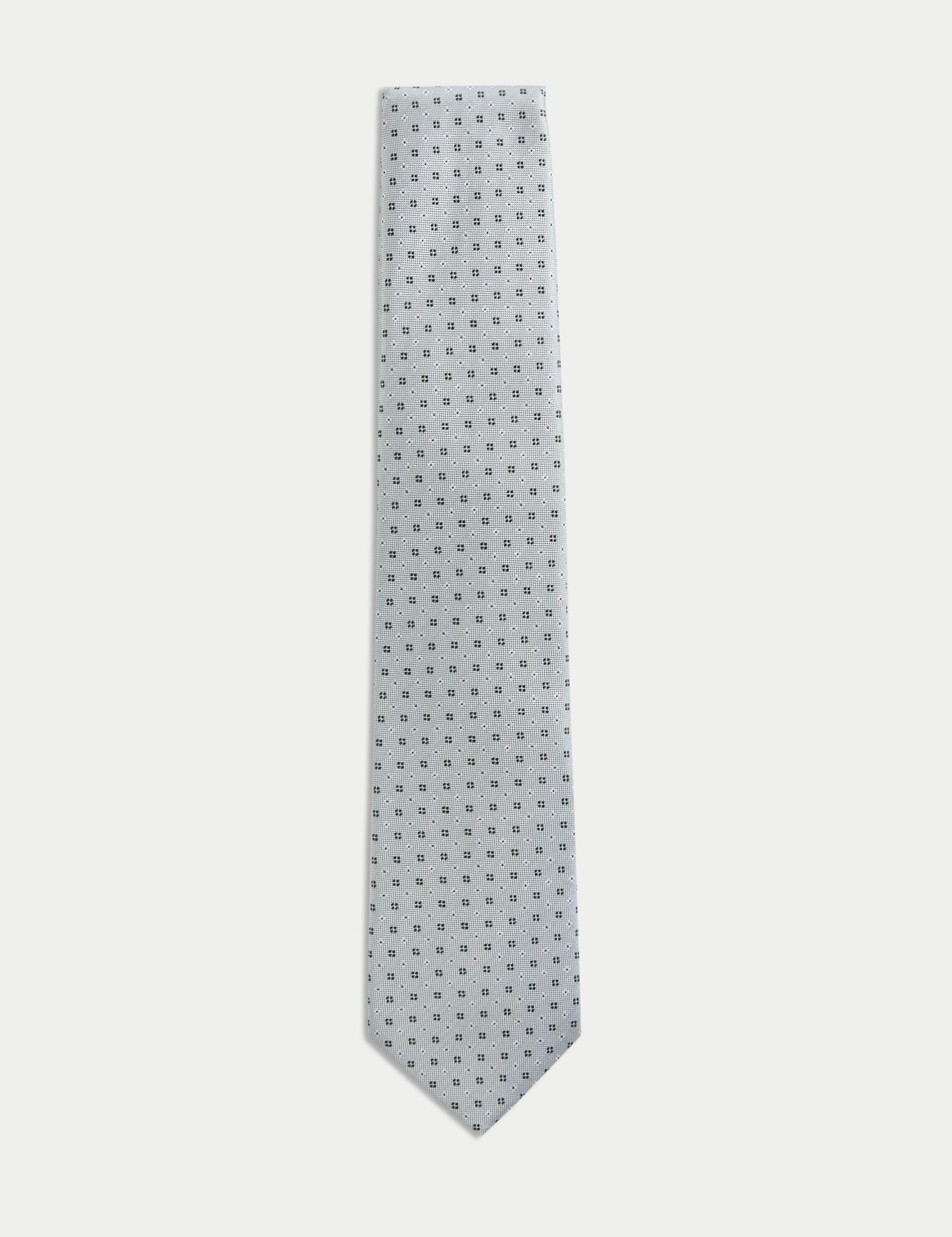 M&S Collection Men's Pure Silk Geometric Tie - Sage, Sage