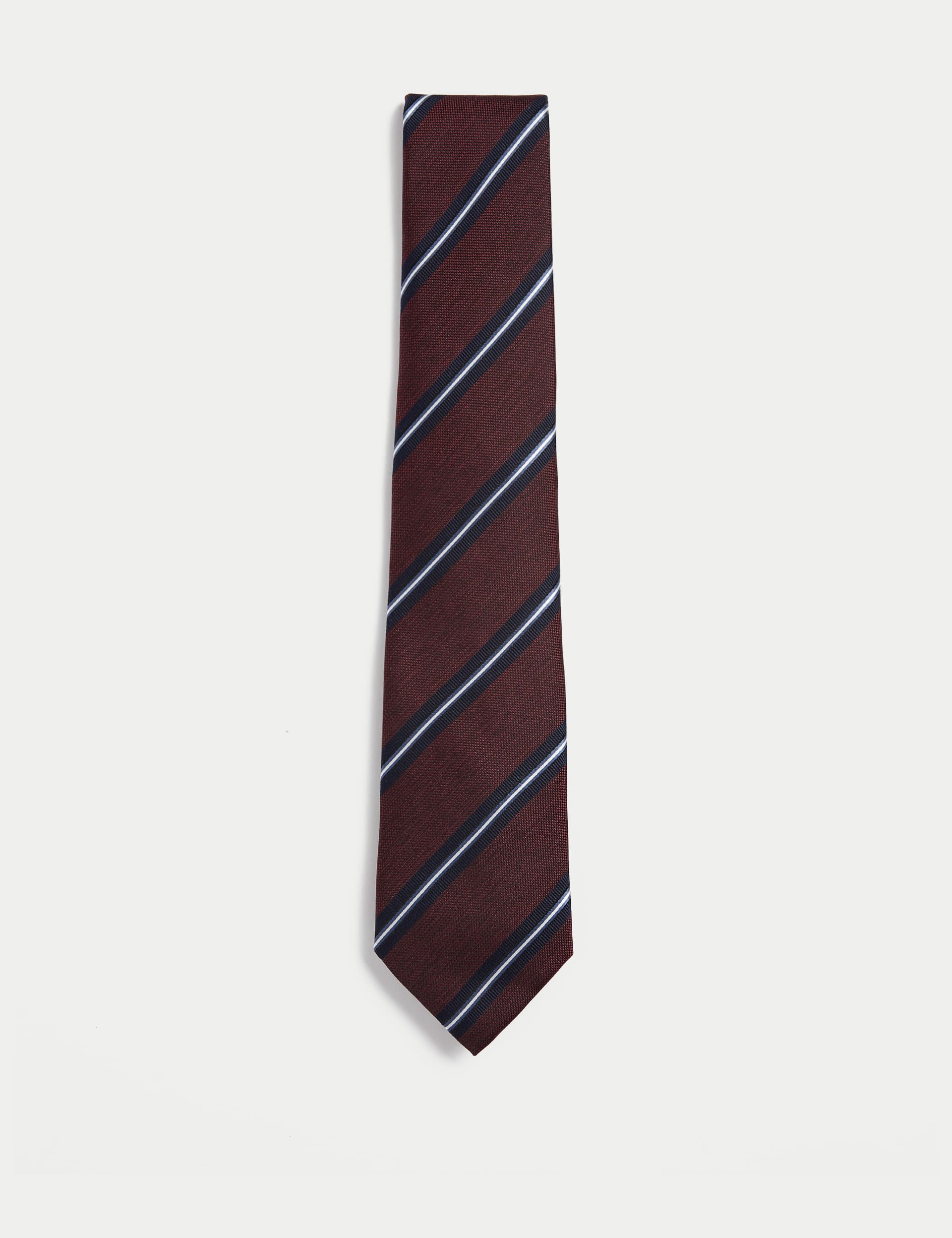 M&S Collection Men's Striped Pure Silk Tie - one size - Red Mix, Red Mix