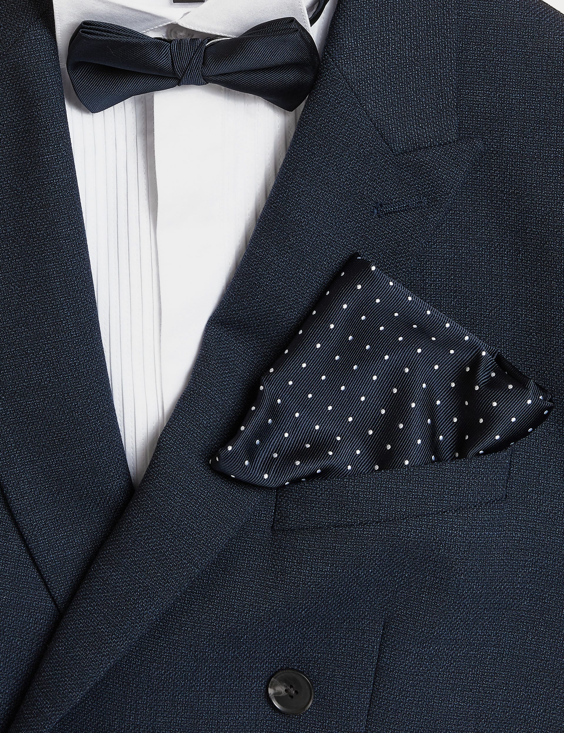 M&S Collection Men's Polka Dot Tie & Pocket Square Set - Navy, Black,Navy