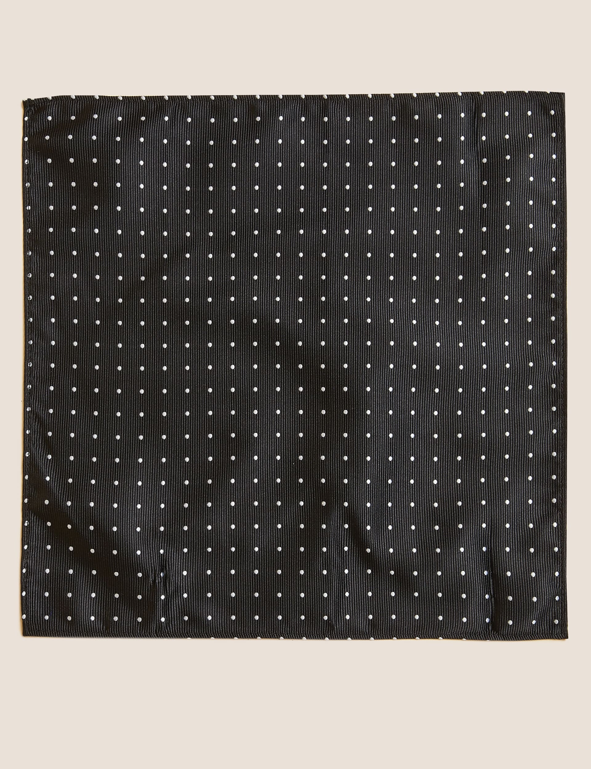 M&S Collection Men's Polka Dot Tie & Pocket Square Set - Black, Black,Navy