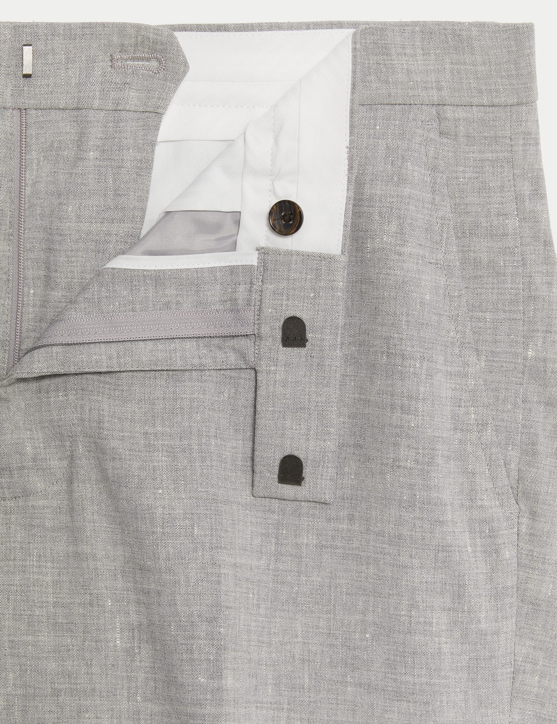 M&S Collection Men's Tailored Fit Italian Linen Miracle™ Suit Trousers - 36REG - Light Grey, Light Grey