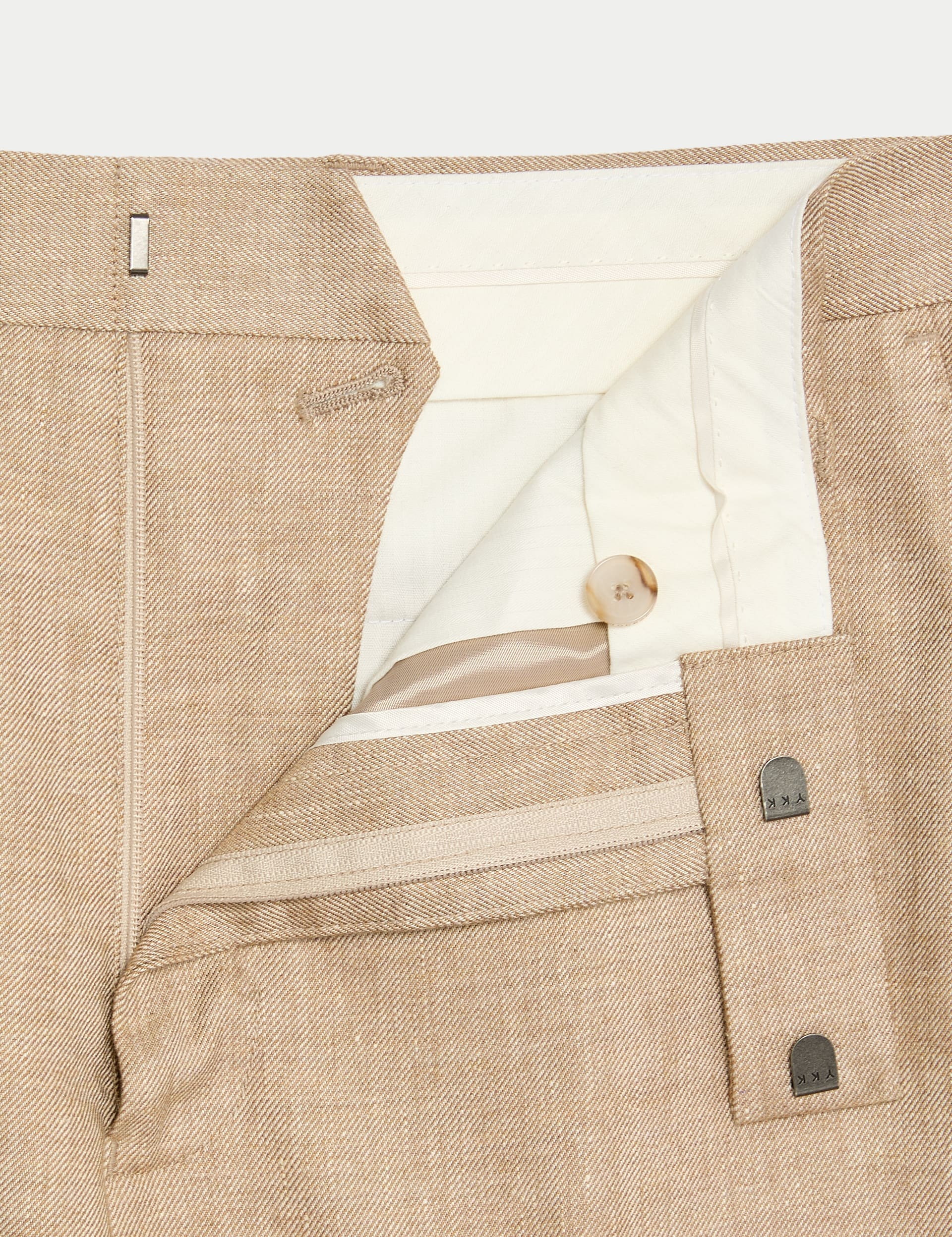 Autograph Men's Tailored Fit Italian Linen Blend Suit Trousers - 34REG - Sand, Navy,Sand