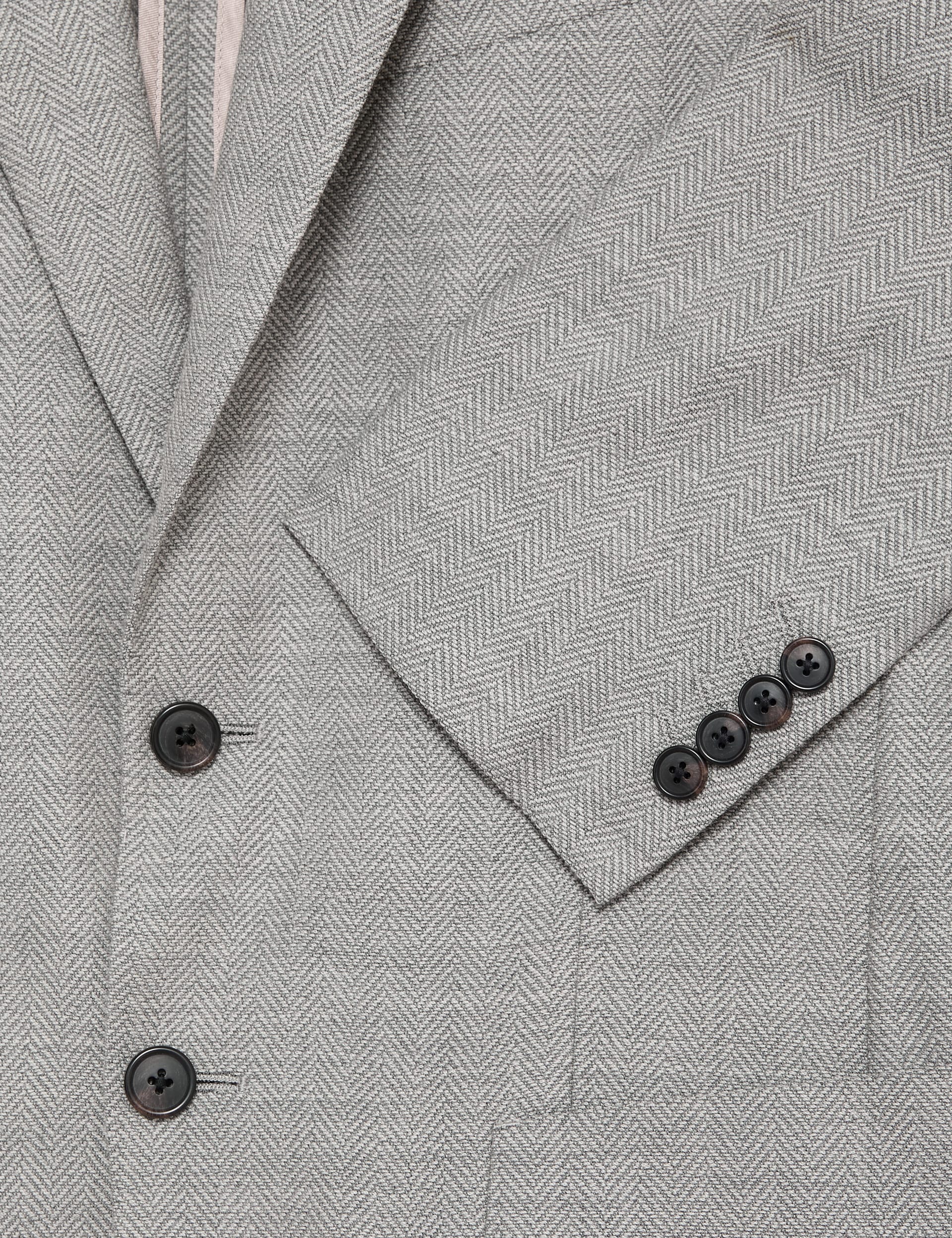 Jaeger Men's Tailored Fit Wool Rich Herringbone Blazer - 38REG - Light Grey Mix, Light Grey Mix