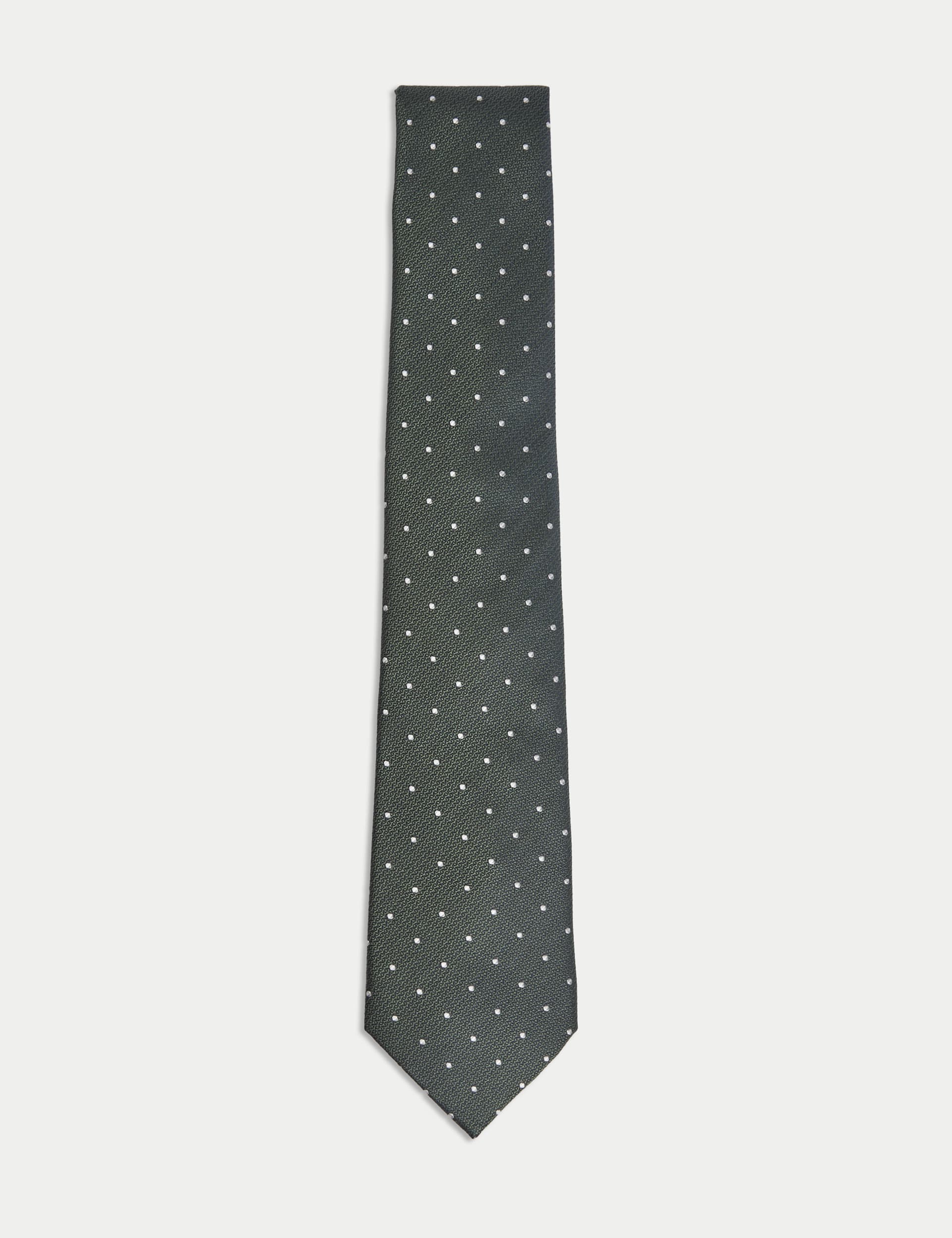 M&S Sartorial Men's Pure Silk Polka Dot Tie - one size - Khaki, Burgundy,Khaki,Light Pink,Champagne