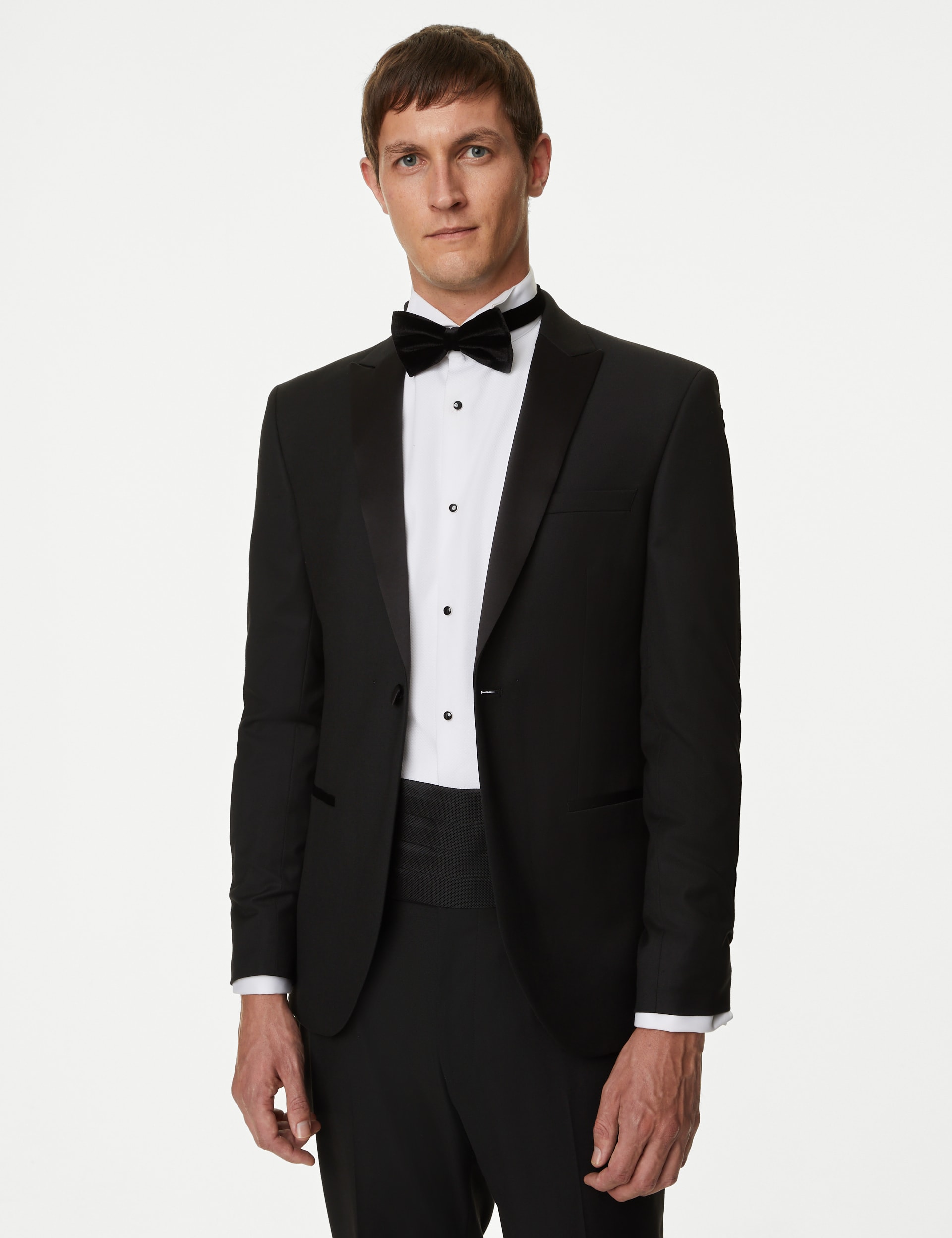 M&S Collection Men's Skinny Fit Stretch Tuxedo Jacket - 36LNG - Black, Black