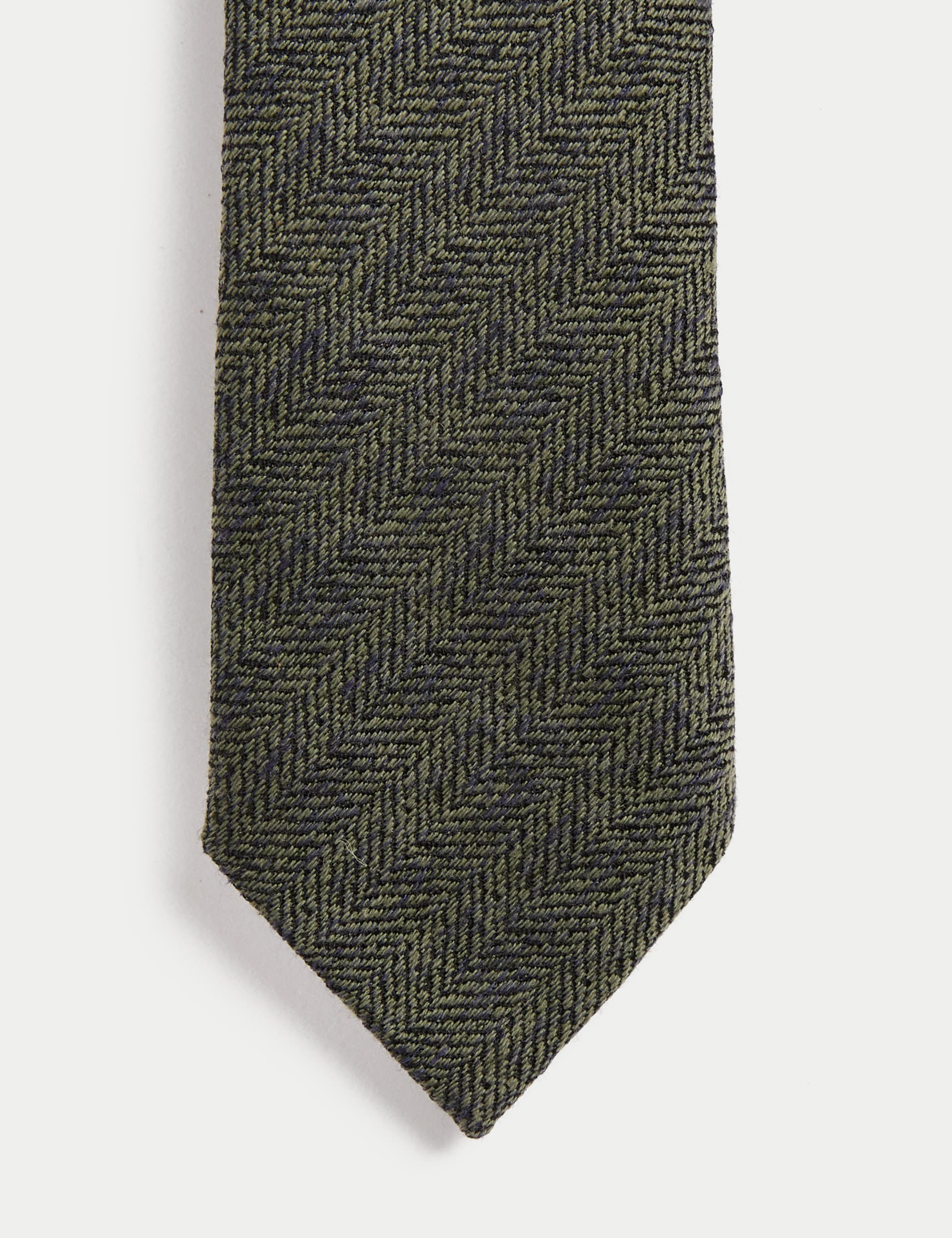 Jaeger Men's Herringbone Silk Blend Tie - Green Mix, Pale Blue,Blue,Stone,Black,Green Mix