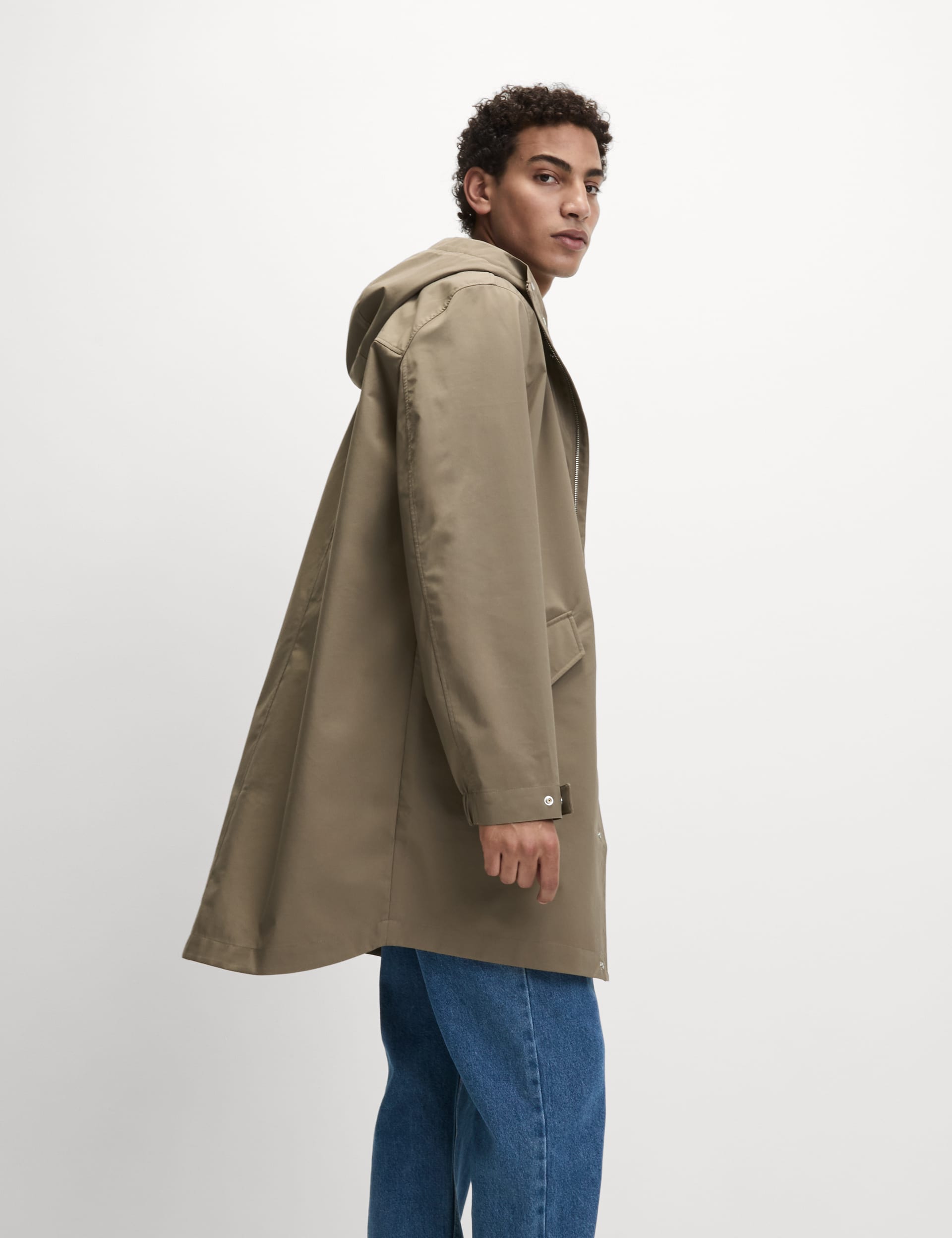 M&S Collection Men's Hooded Mac with Stormwear - L - Light Brown, Navy,Light Brown,Dark Khaki