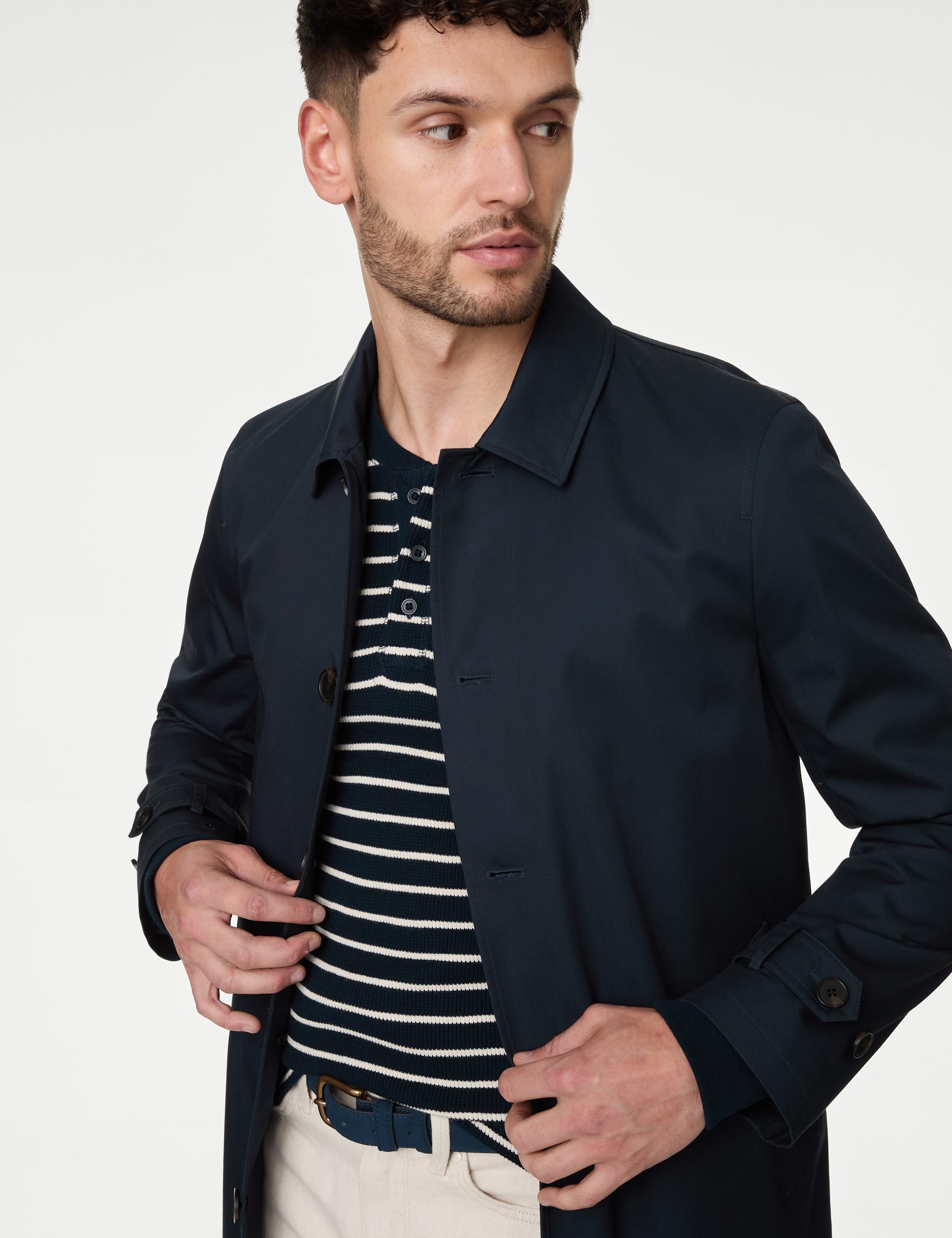 M&S Collection Men's Cotton Blend Mac - XXXLREG - Navy, Black,Navy,Onyx