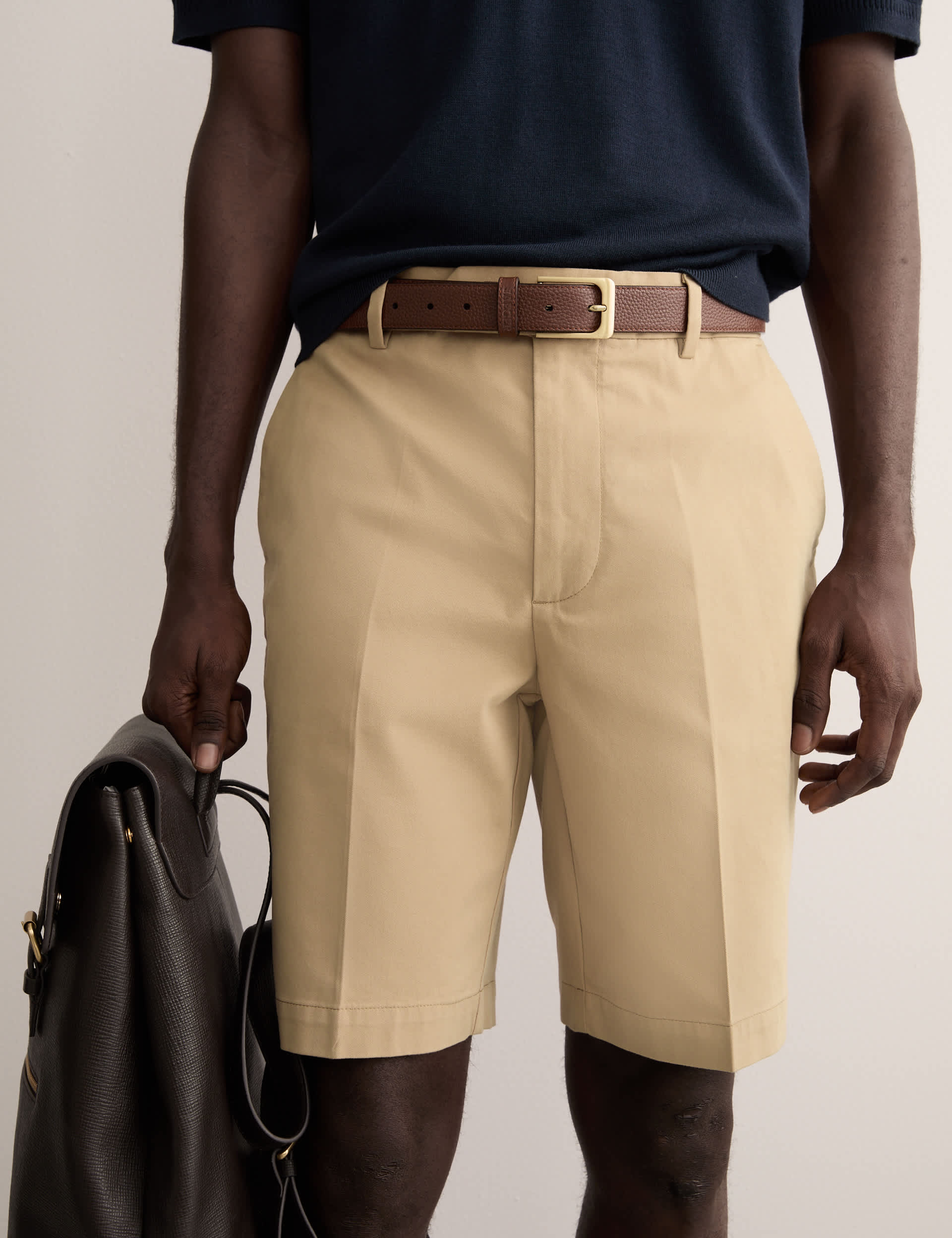 Jaeger Men's Cotton Rich Chino Shorts - 34 - Camel, Thunder,Camel