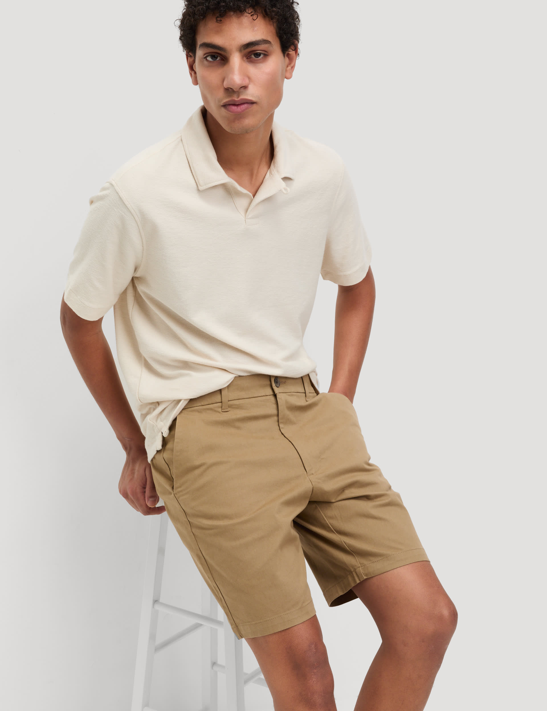 M&S Collection Men's 2 Pack Stretch Chino Shorts - 34MID - Toffee, Toffee