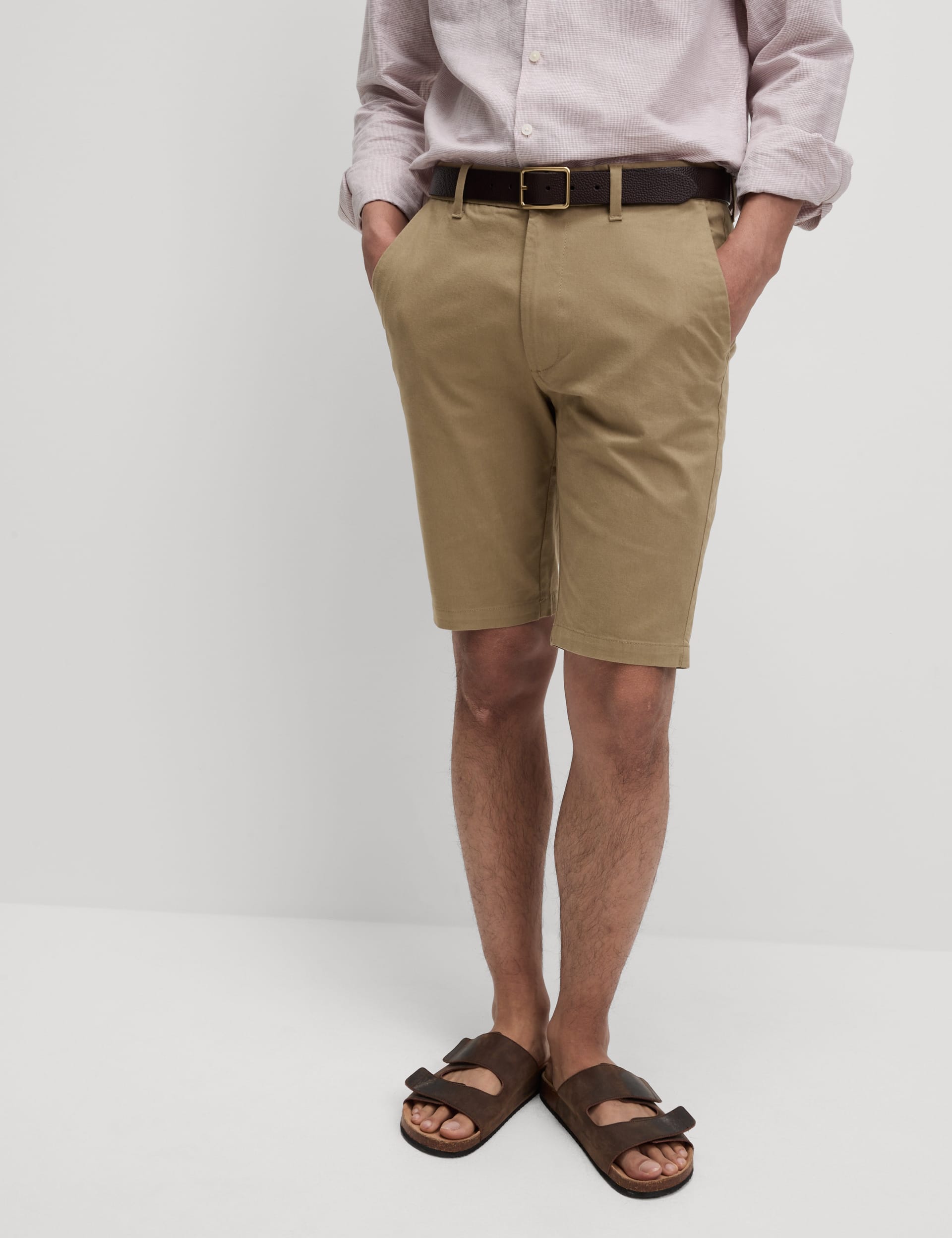 M&S Collection Men's Slim Fit Stretch Chino Shorts - 36MID - Toffee, Black,Dark Khaki,Toffee