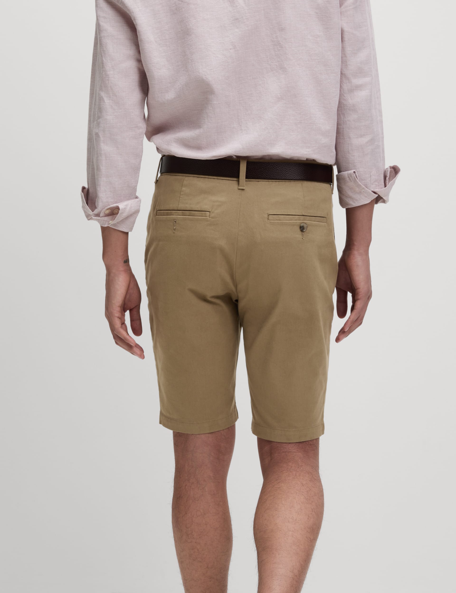 M&S Collection Men's Slim Fit Stretch Chino Shorts - 36MID - Toffee, Black,Dark Khaki,Toffee