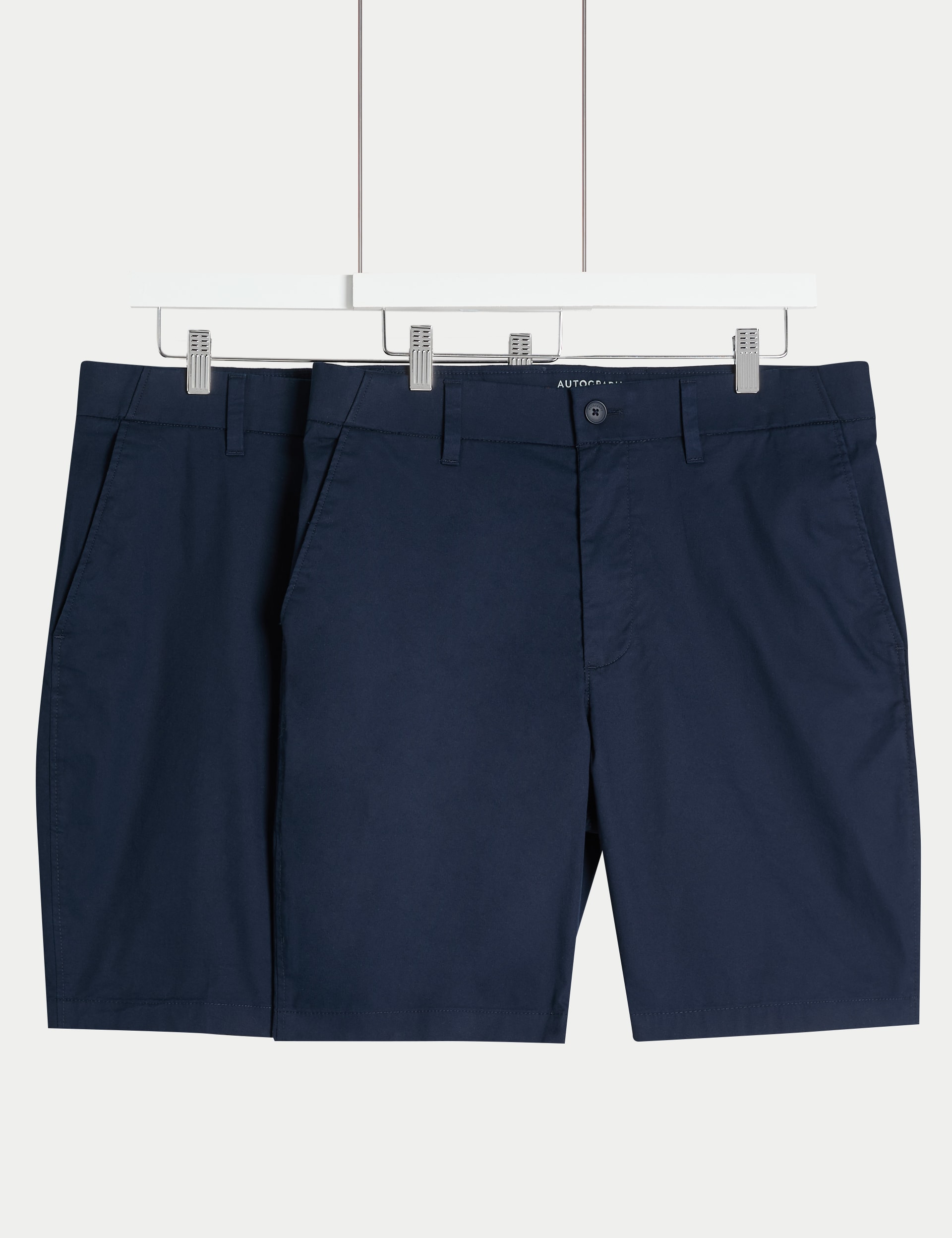 Autograph Men's 2 Pack Lightweight Chino Shorts - 34MID - Navy, Navy,Sand