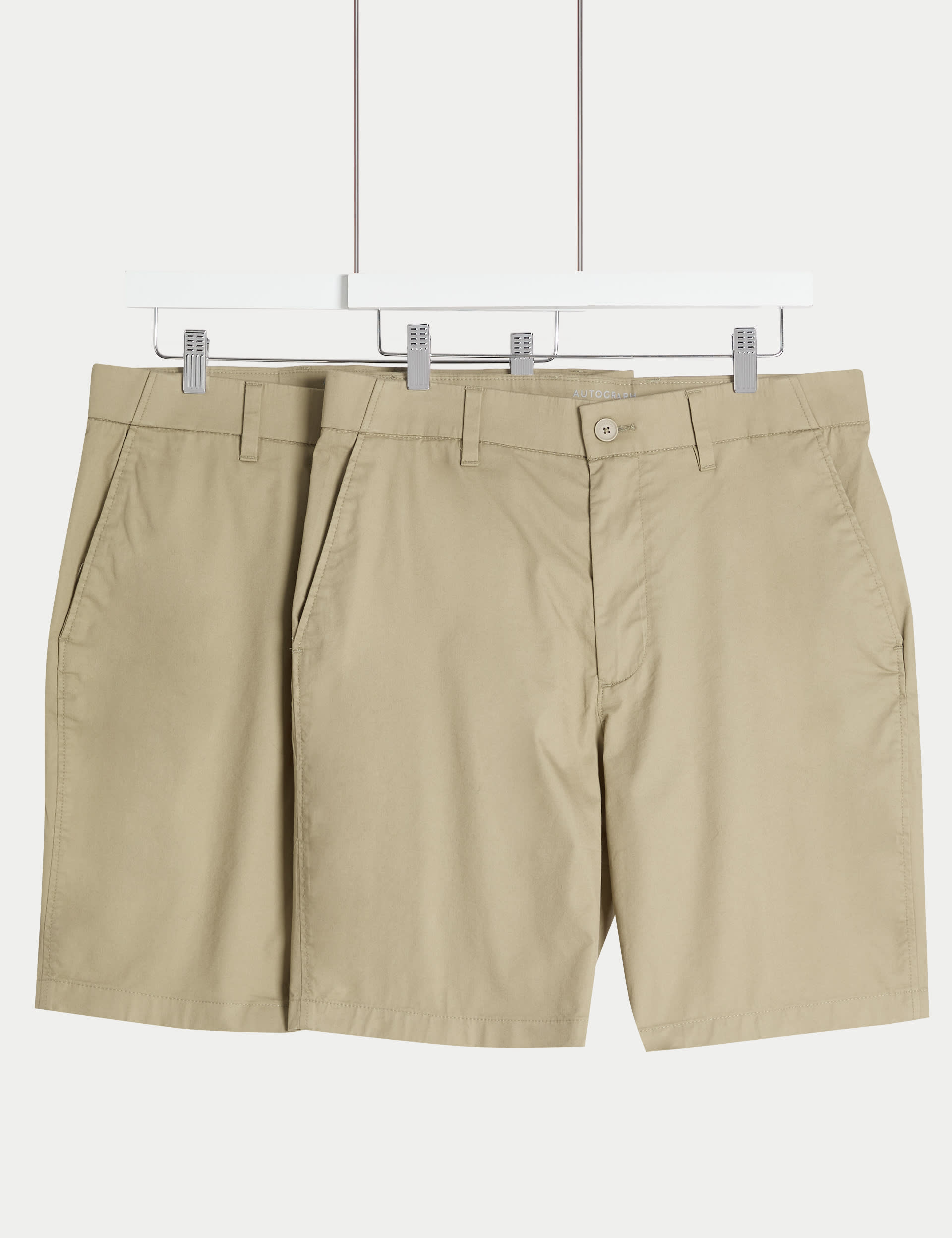 Autograph Men's 2 Pack Lightweight Chino Shorts - 34MID - Sand, Sand,Navy