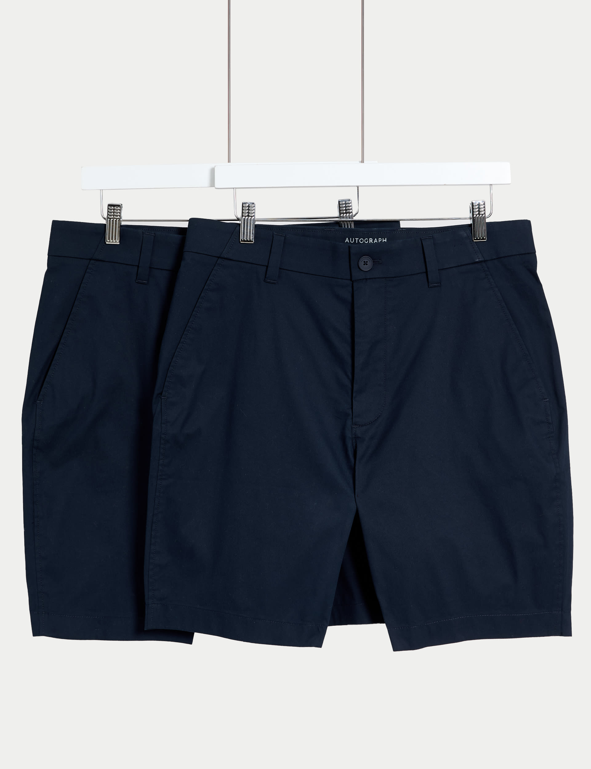 Autograph Men's 2 Pack Lightweight Chino Shorts - 30MID - Navy, Navy,Sand