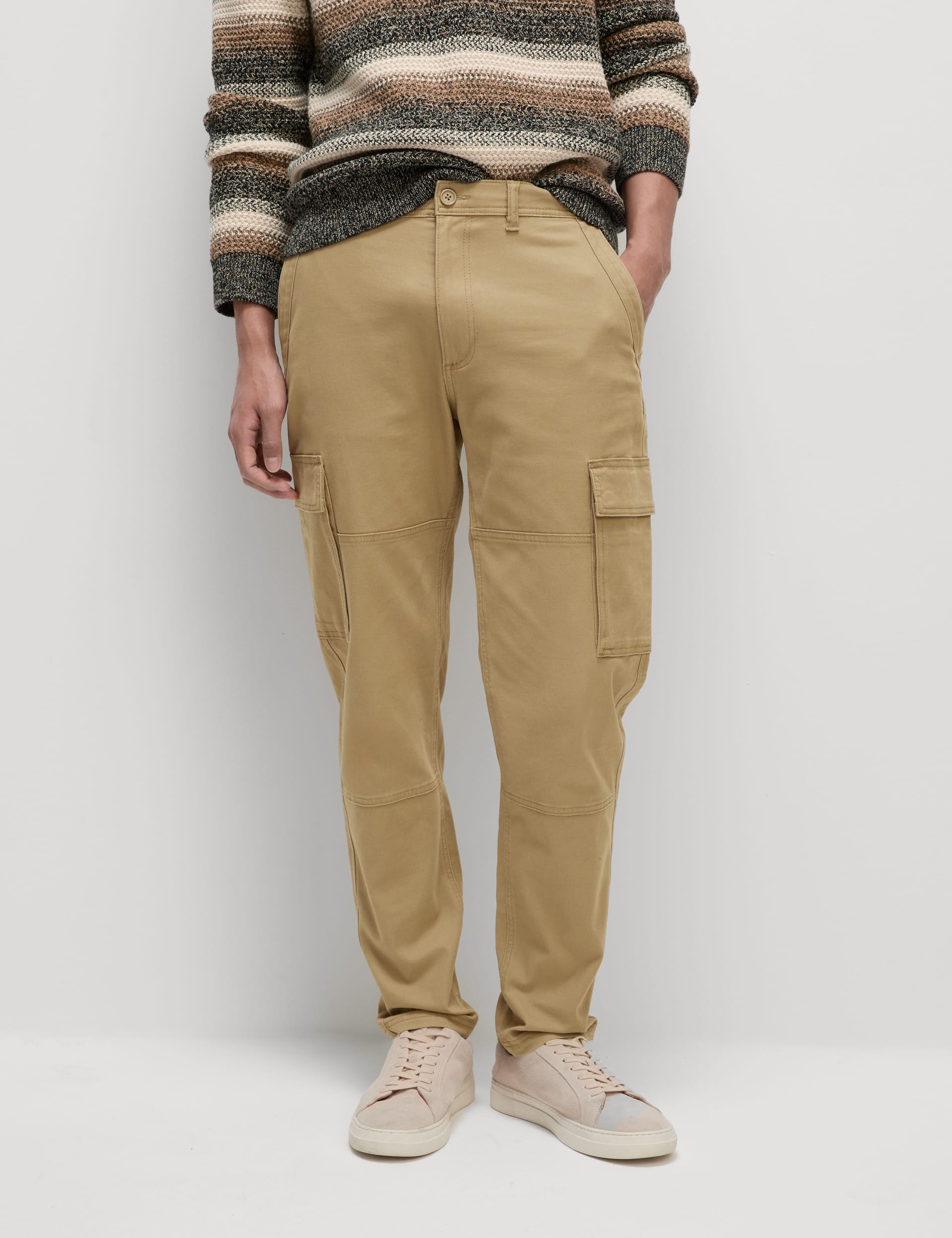 M&S Collection Men's Tapered Fit Stretch Cargo Trousers - 32/31 - Toffee, Toffee,Dark Navy,Brown,Dark Khaki,Stone,Black,Dark Pewter