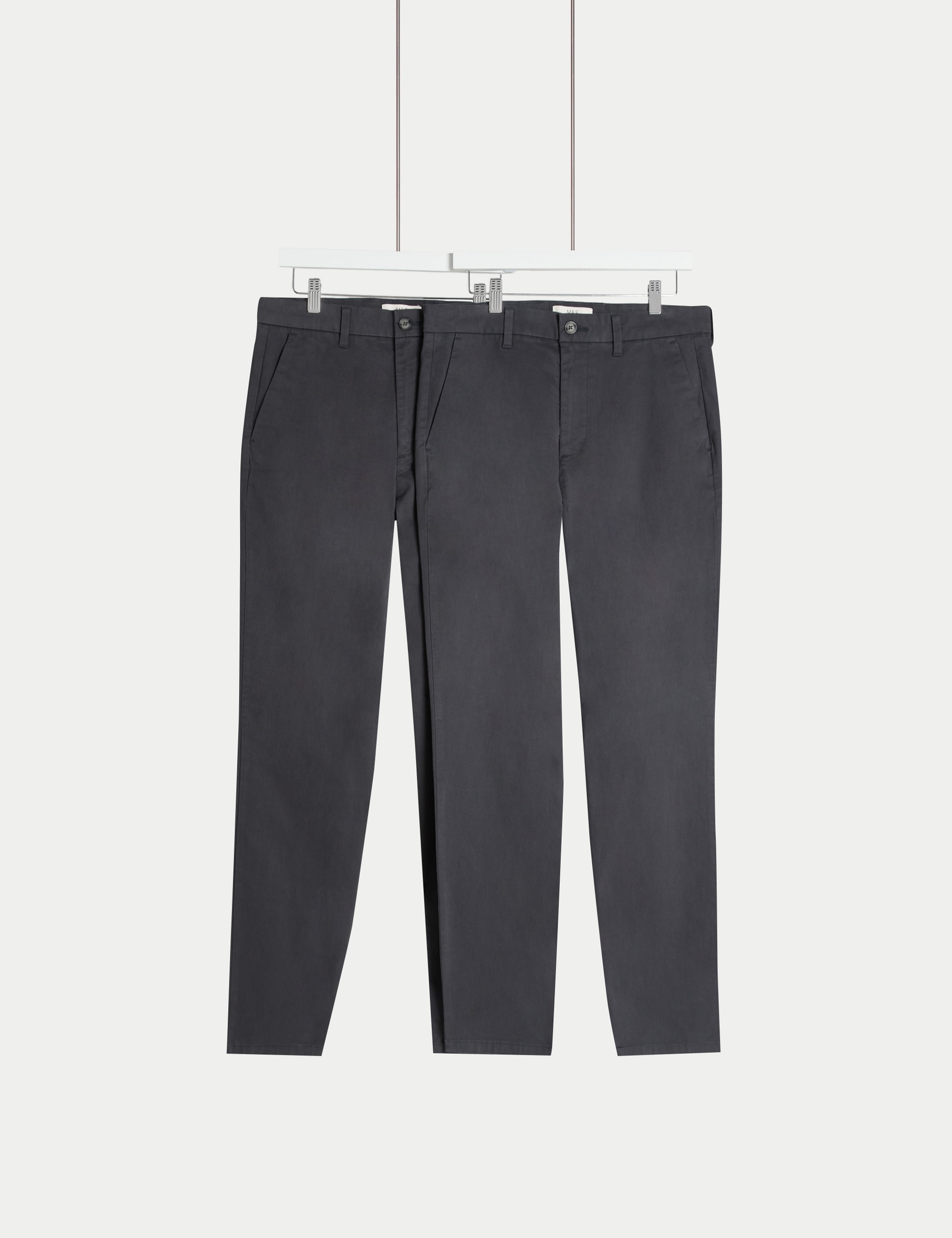 M&S Collection Men's 2 Pack Regular Fit Stretch Chinos - 3631 - Dark Pewter, Dark Navy,Stone Mix,Nav