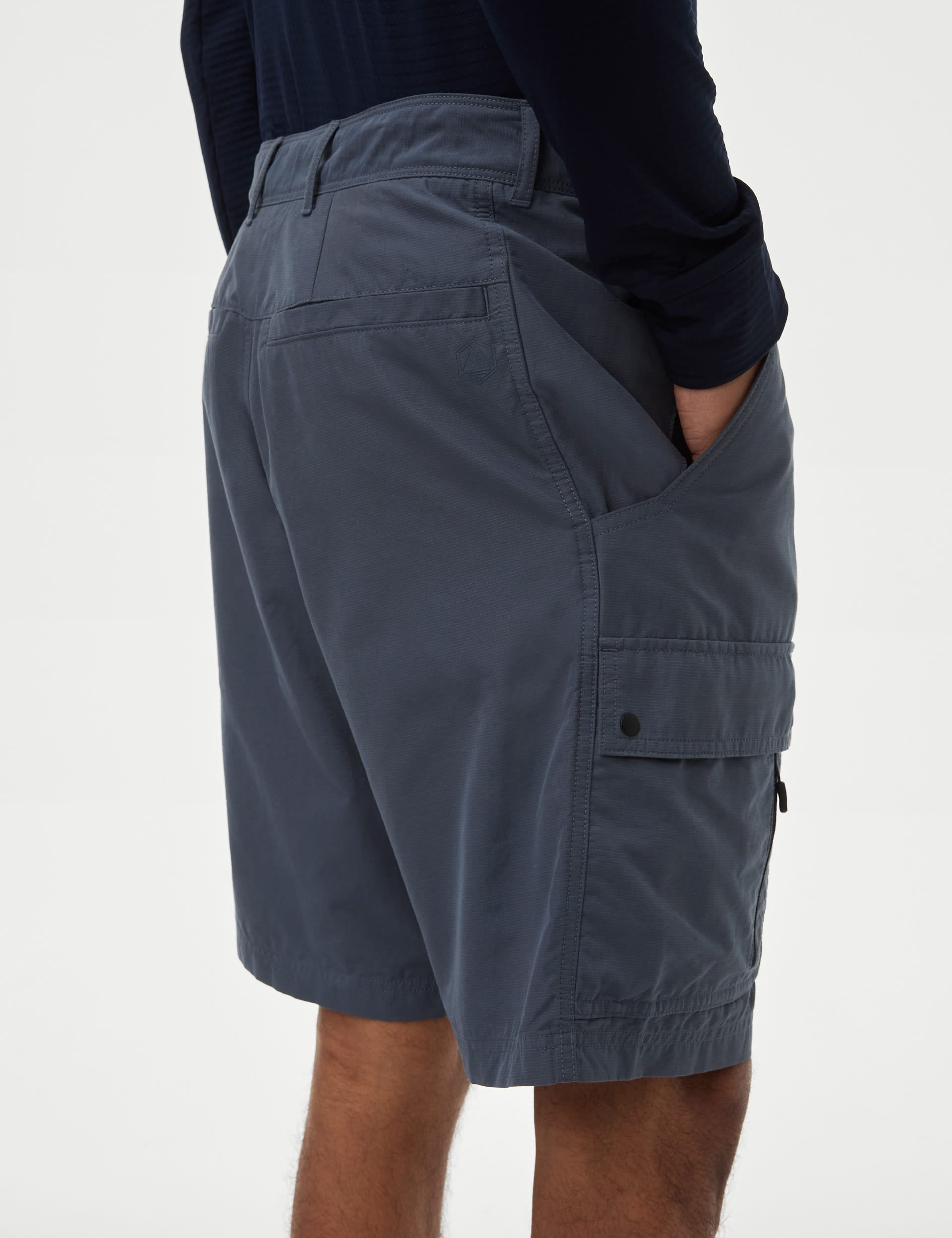 M&S Collection Men's Ripstop Textured Trekking Shorts with Stormwear - 34 - Petrol, Navy,Petrol,Gre