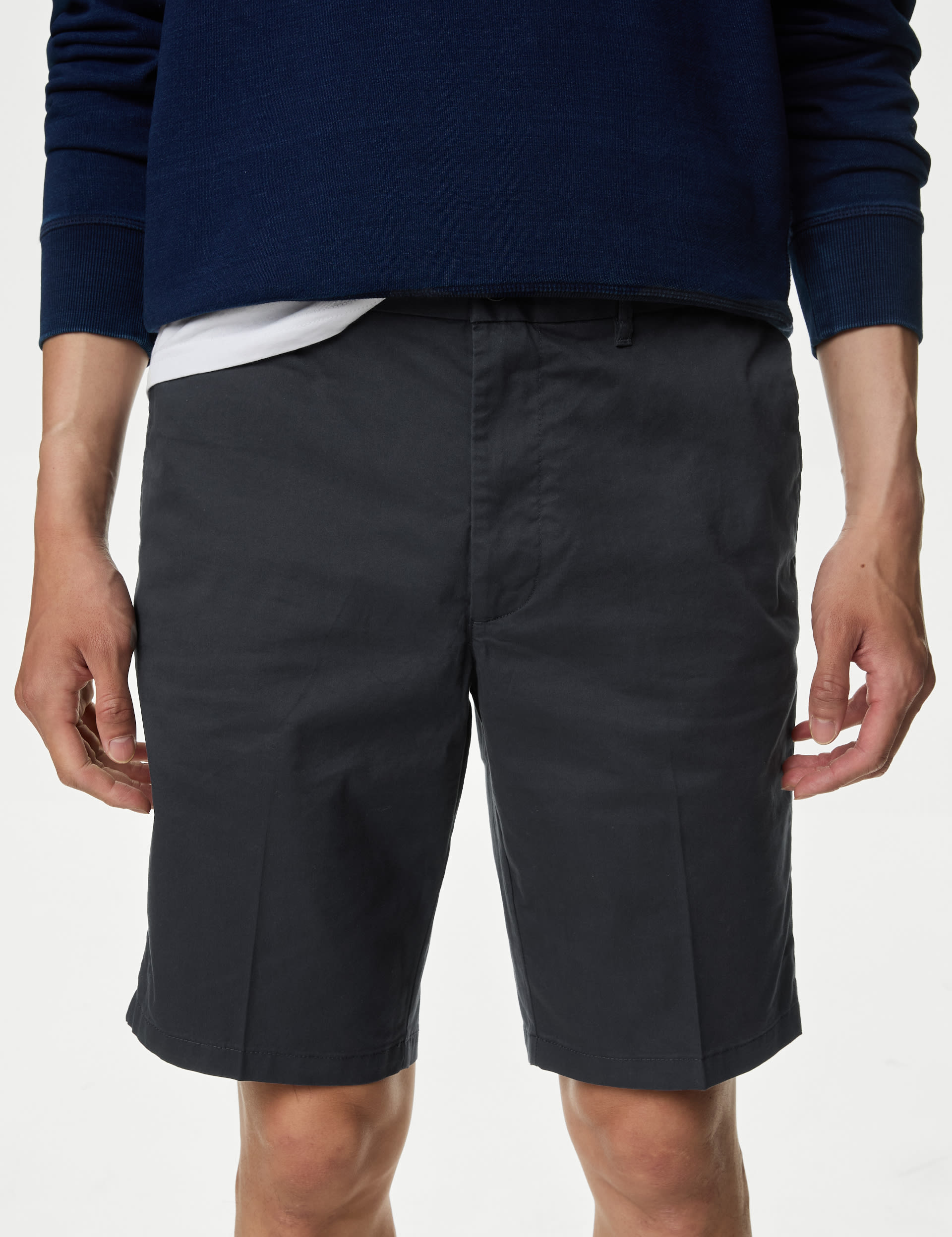 M&S Collection Men's Super Lightweight Stretch Chino Shorts - 34REG - Navy, Navy,Air Force Blue,Moss