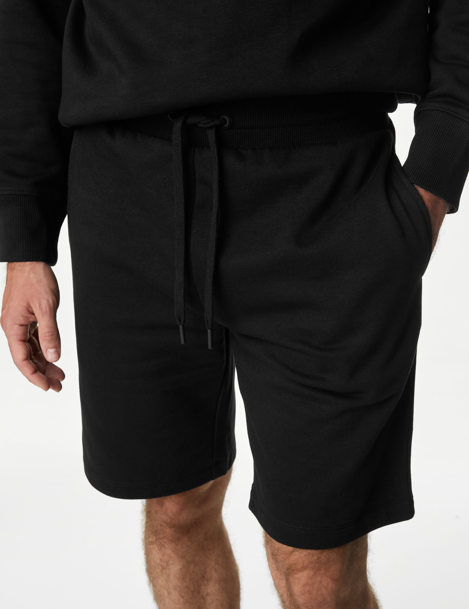 M&S Collection Men's Cotton Rich Oversized Jersey Shorts - XXXLREG - Black, Black