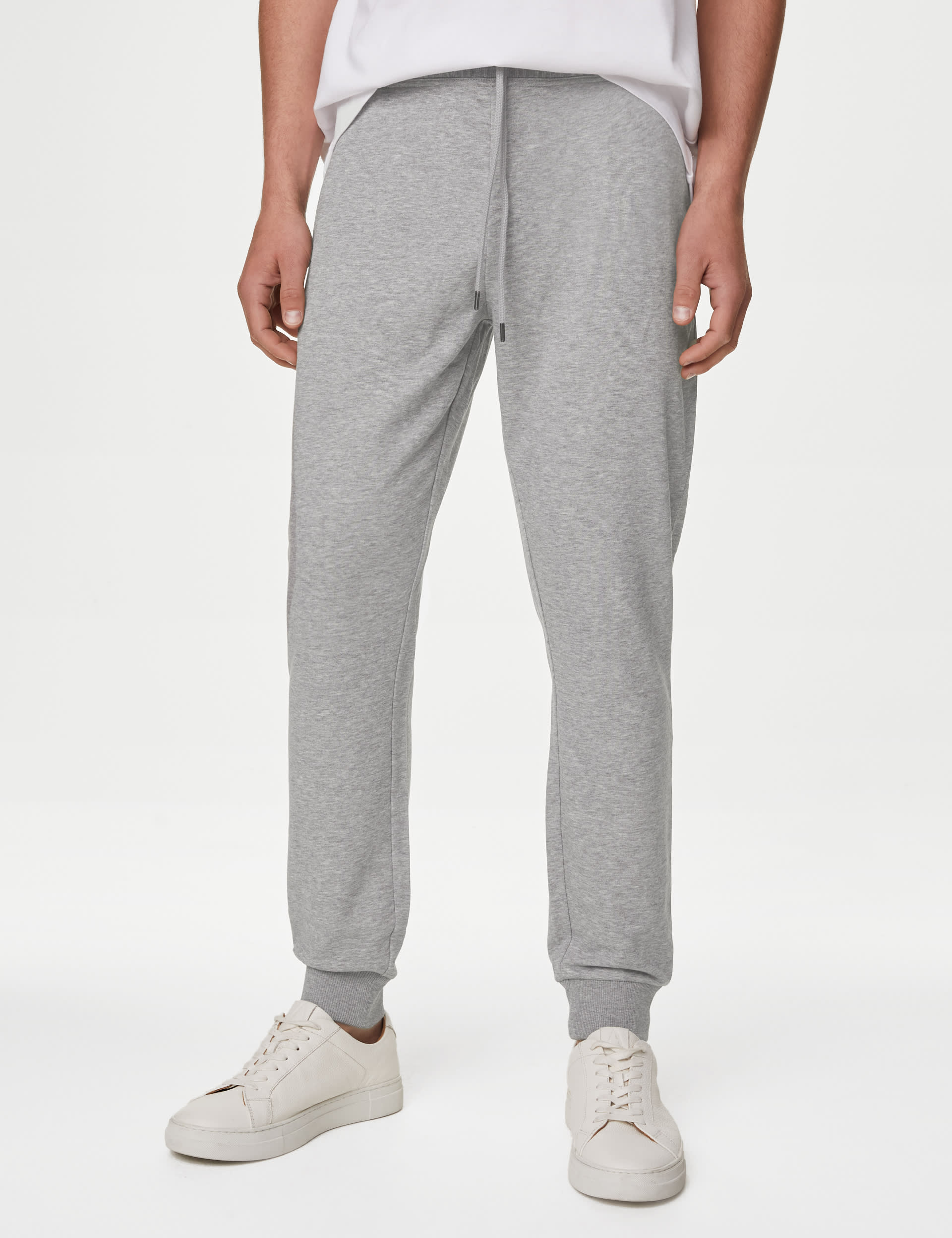 M&S Collection Men's Cuffed Joggers - MREG - Grey Marl, Grey Marl,Black,Navy