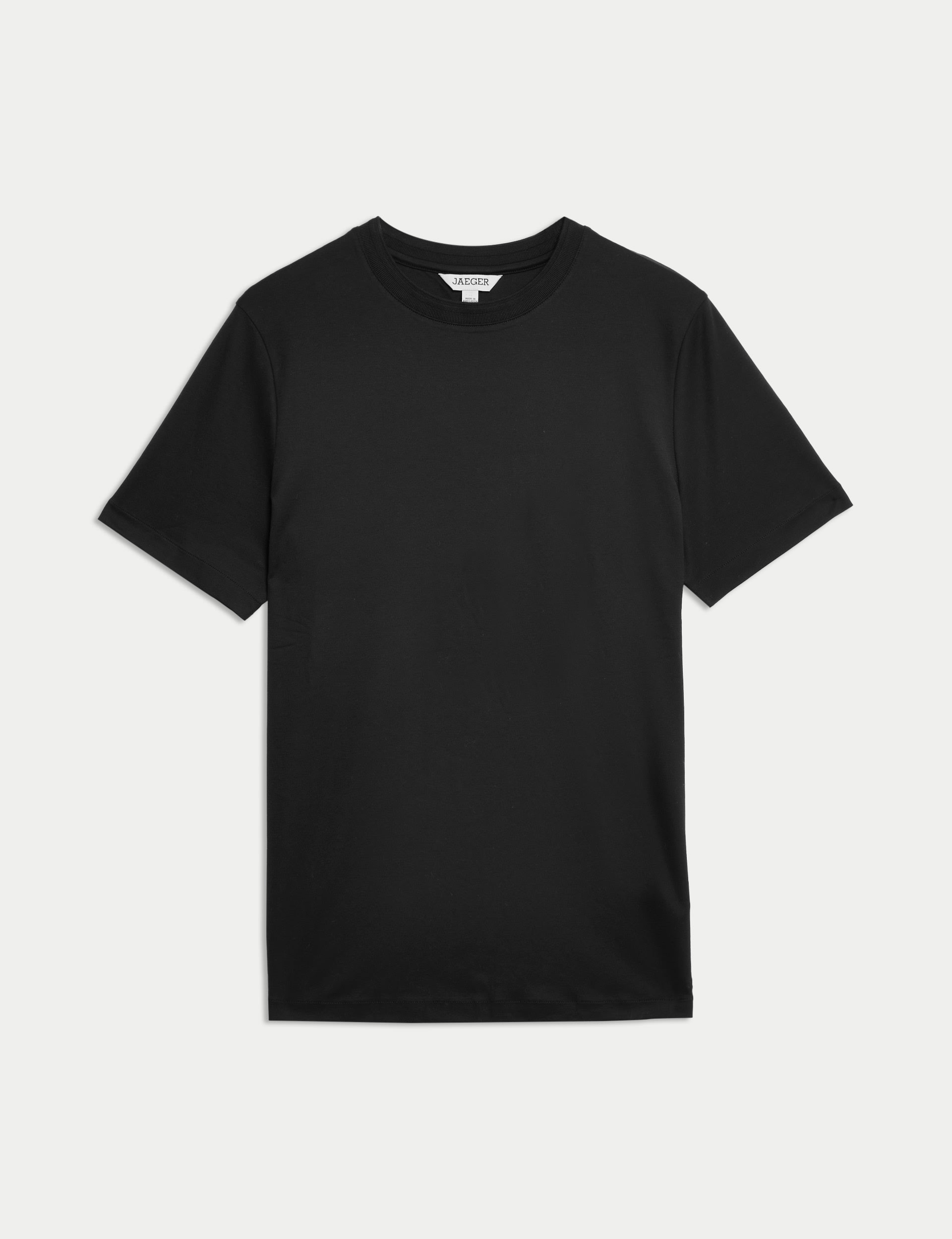 Jaeger Men's Pure Cotton T-Shirt - MREG - Black, Black,Praline