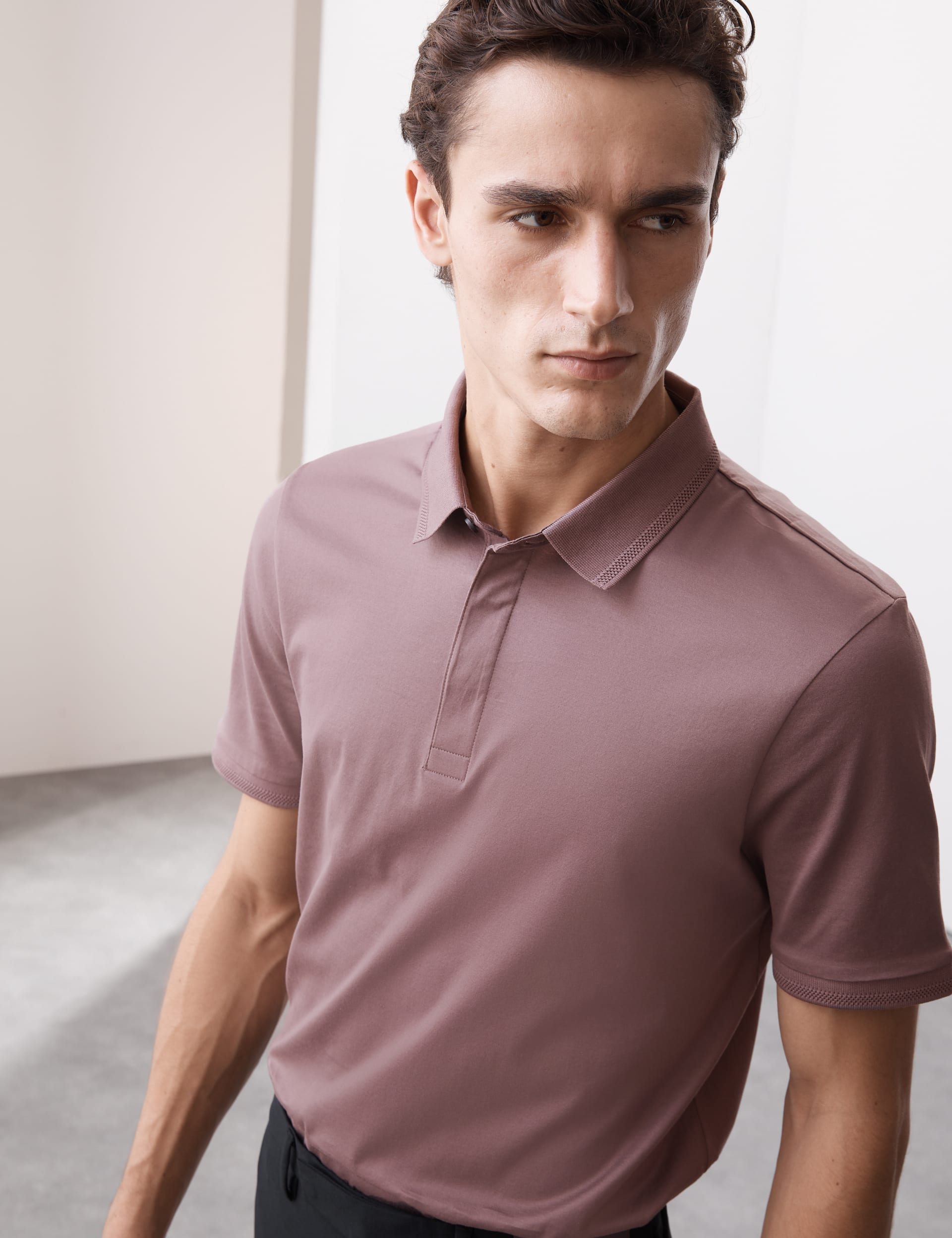 Autograph Men's Pure Supima Cotton Polo Shirt - LREG - Mauve, Black,Smokey Green,Mauve,Dark Navy,Wh