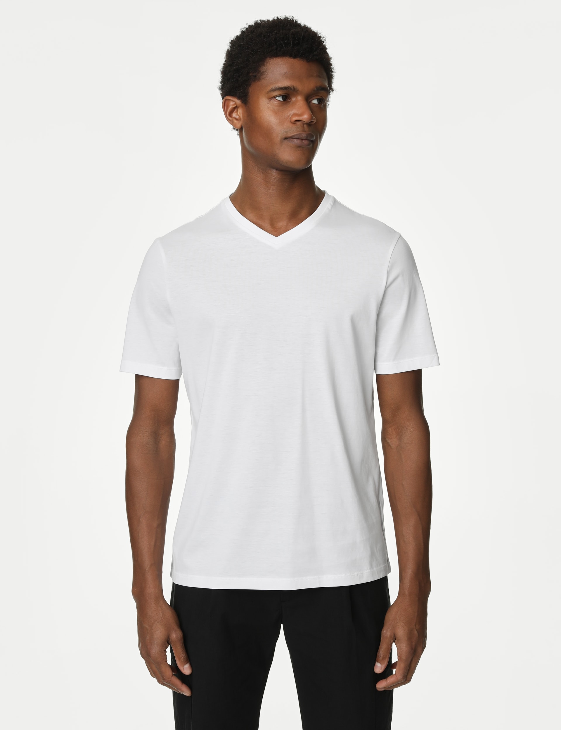 Autograph Men's Pure Supima Cotton V-Neck T-Shirt - MREG - White, Smokey Green,Slate Blue,White,Bla