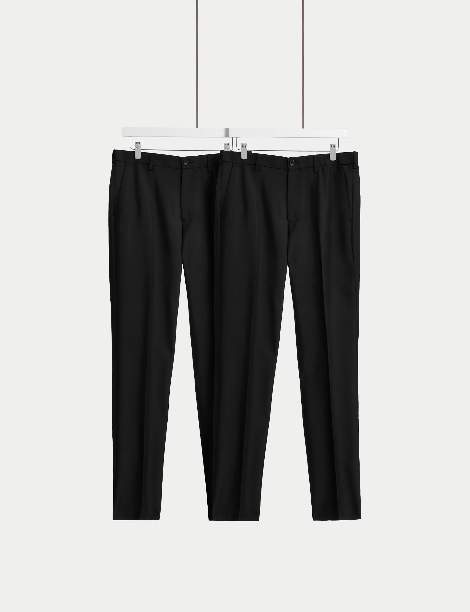 M&S Collection Men's 2 Pack Slim Fit Active Waist Trousers - 34SHT - Black/Black, Black/Black