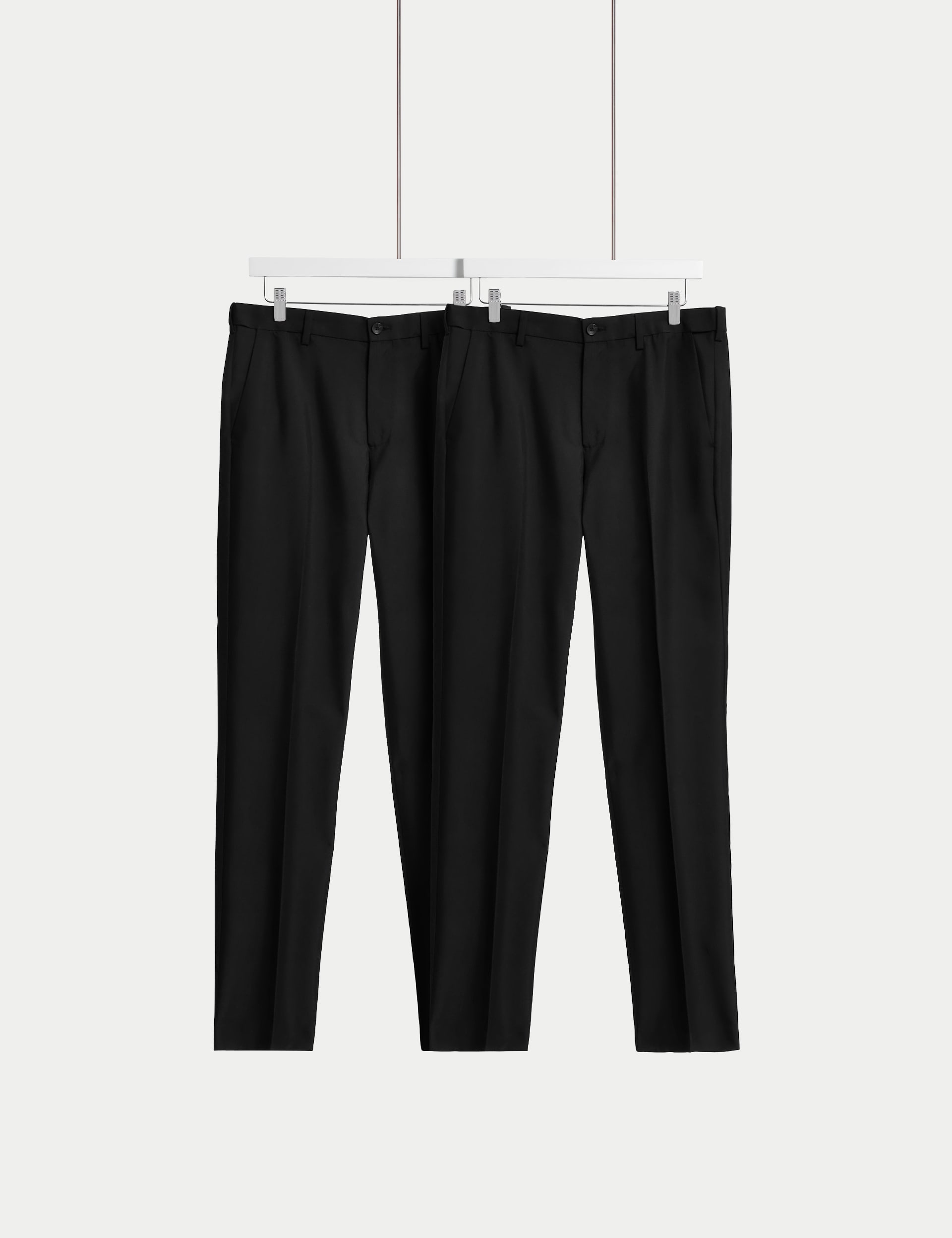 M&S Collection Men's 2 Pack Regular Fit Crease Resist Trousers - 36REG - Black/Black, Black/Black