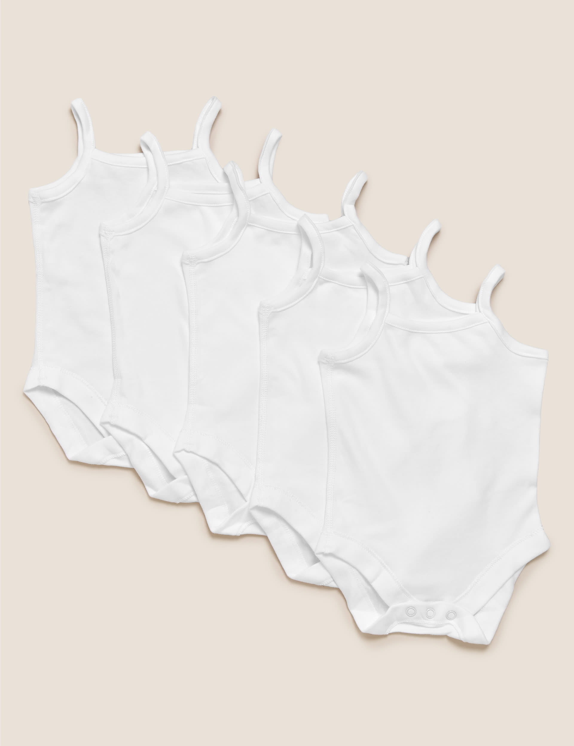 M&S Collection 5pk Pure Cotton Strappy Bodysuits (6lbs-3 Yrs) - 18-24 - White, White