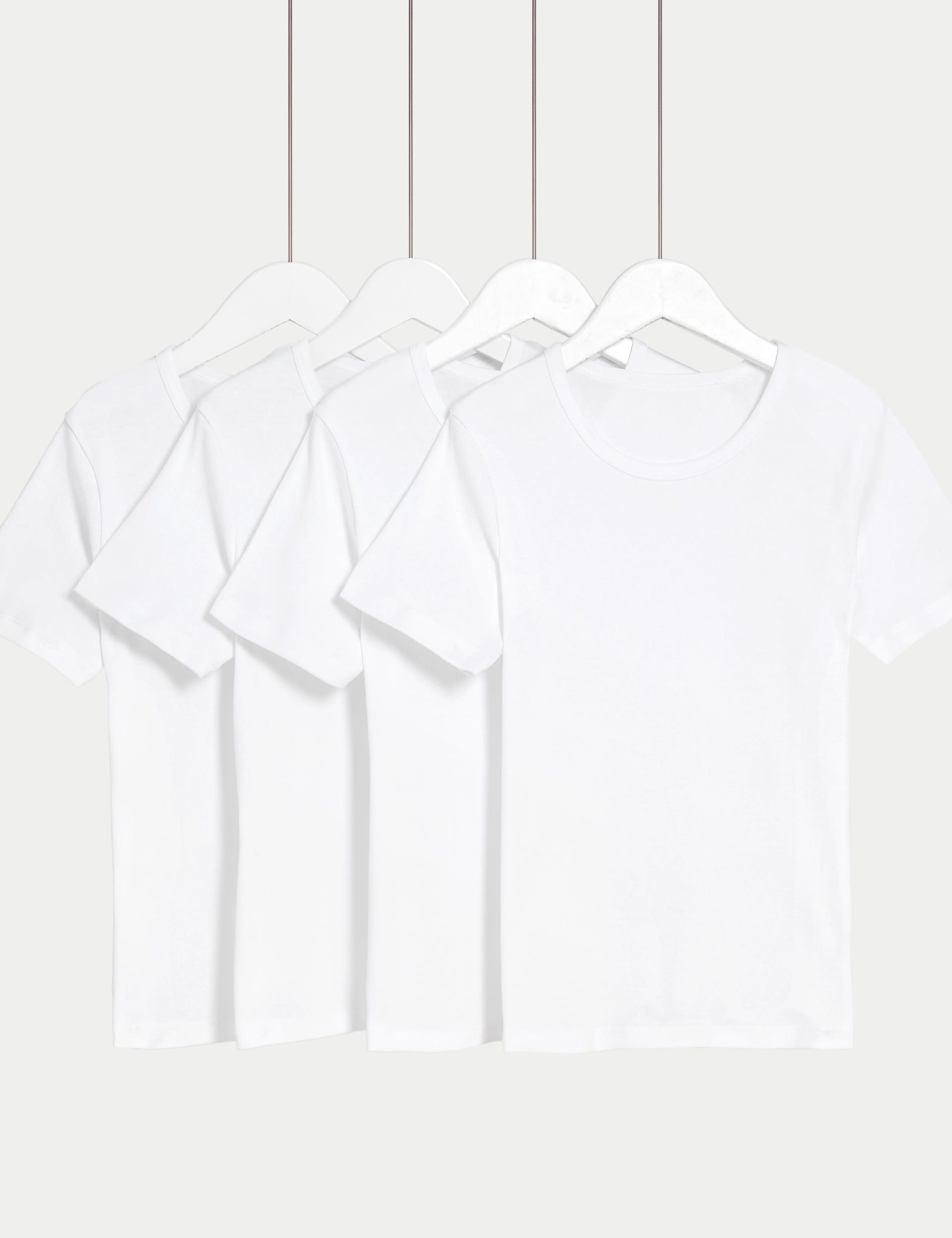 M&S Collection Boys 4pk Pure Cotton Short Sleeve Vests (2-14 Yrs) - 13-14 - White, White