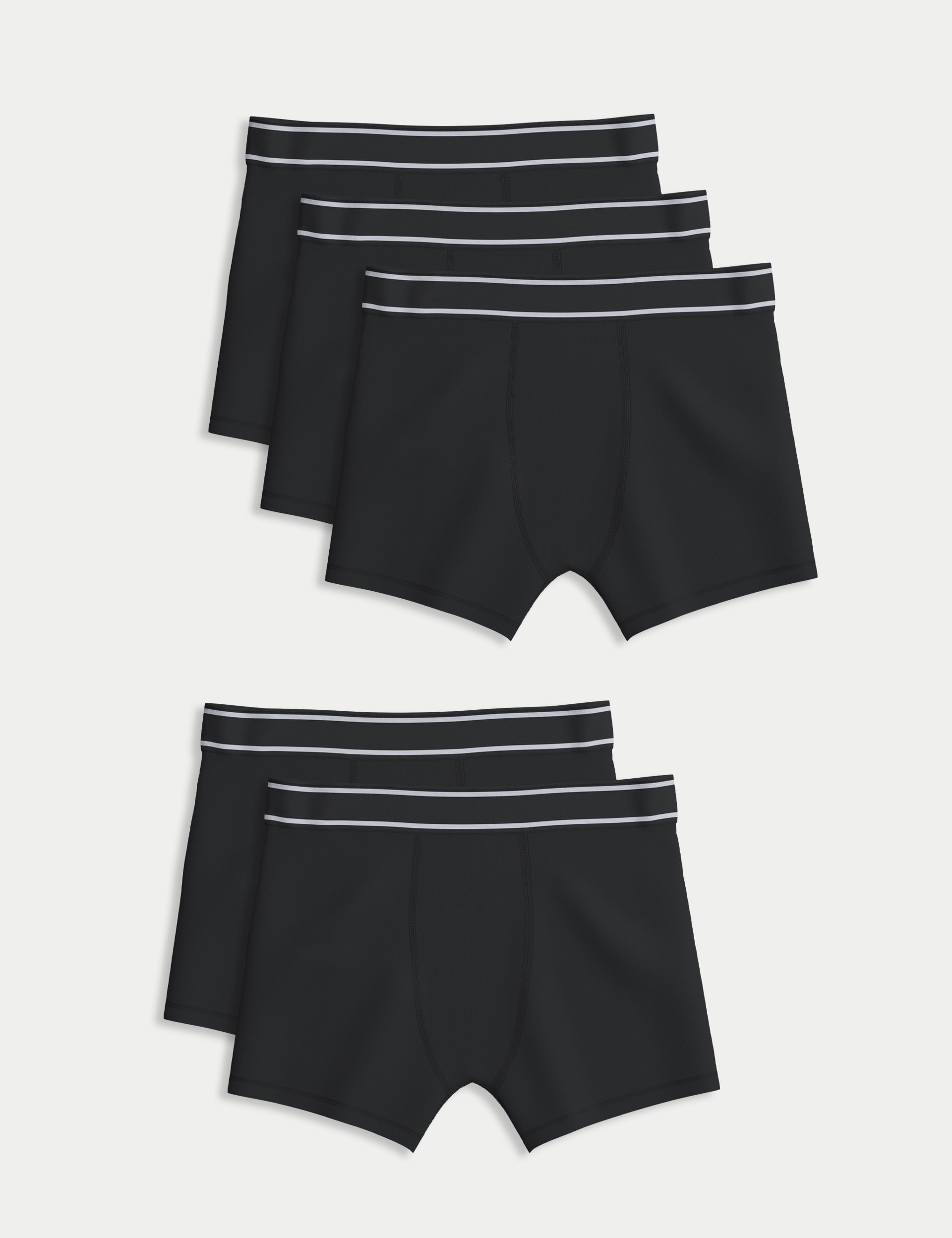 M&S Collection Boys 5pk Cotton with Stretch Trunks (5-16 Yrs) - 15-16 - Black, Black