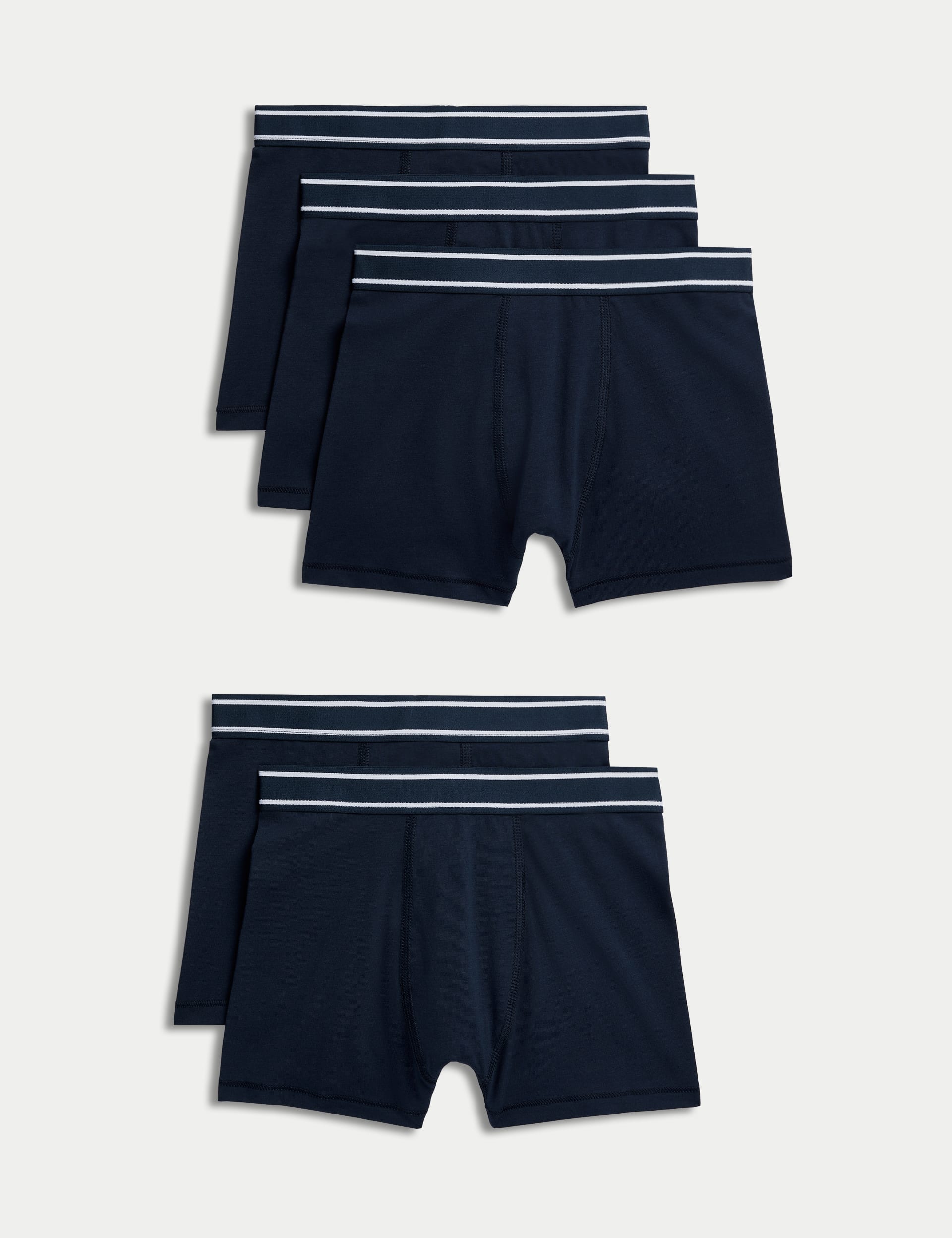 M&S Collection Boys 5pk Cotton with Stretch Trunks (5-16 Years) - 15-16 - Navy, Navy