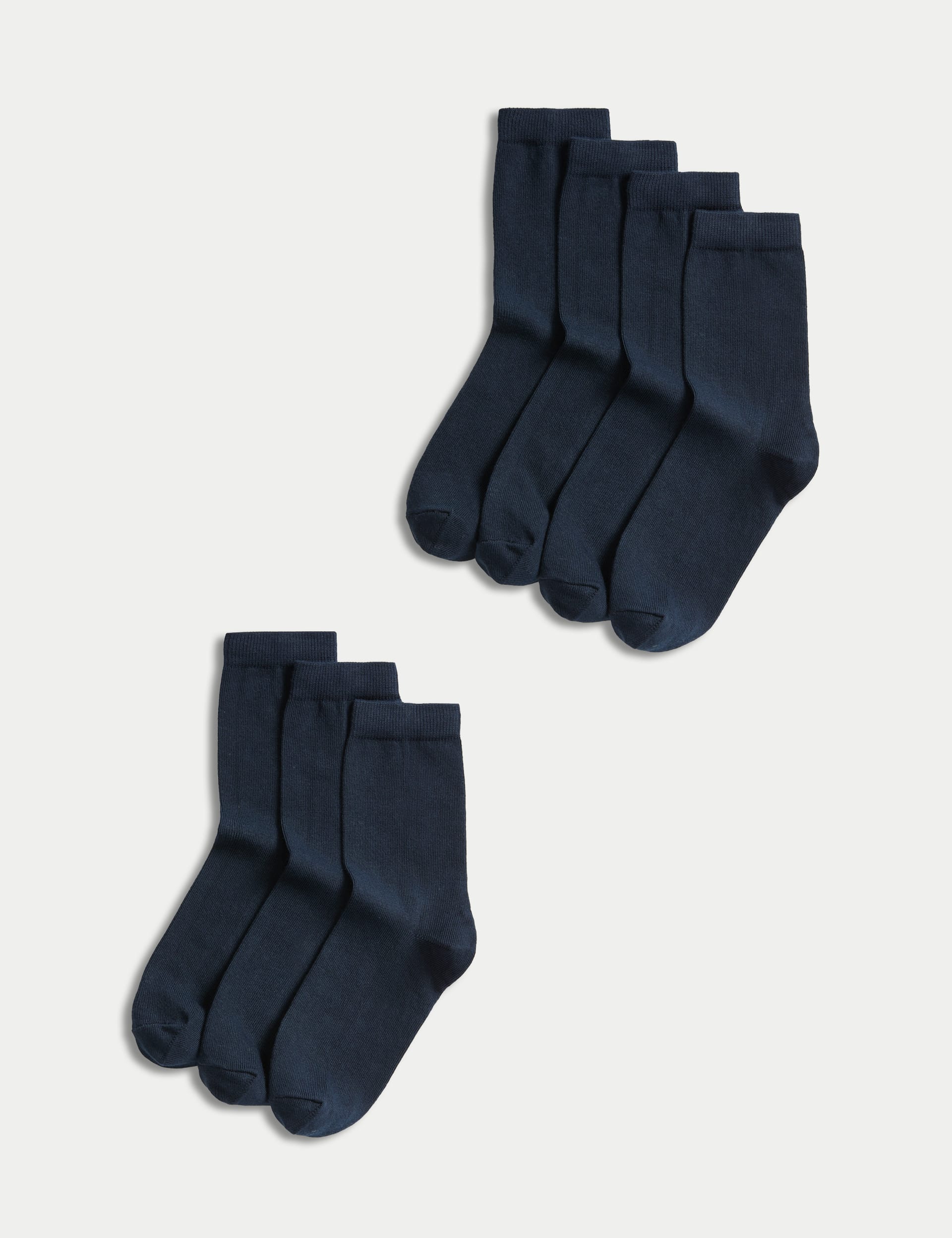 M&S Collection 7pk of Ankle School Socks - 12+3+ - Navy, Navy